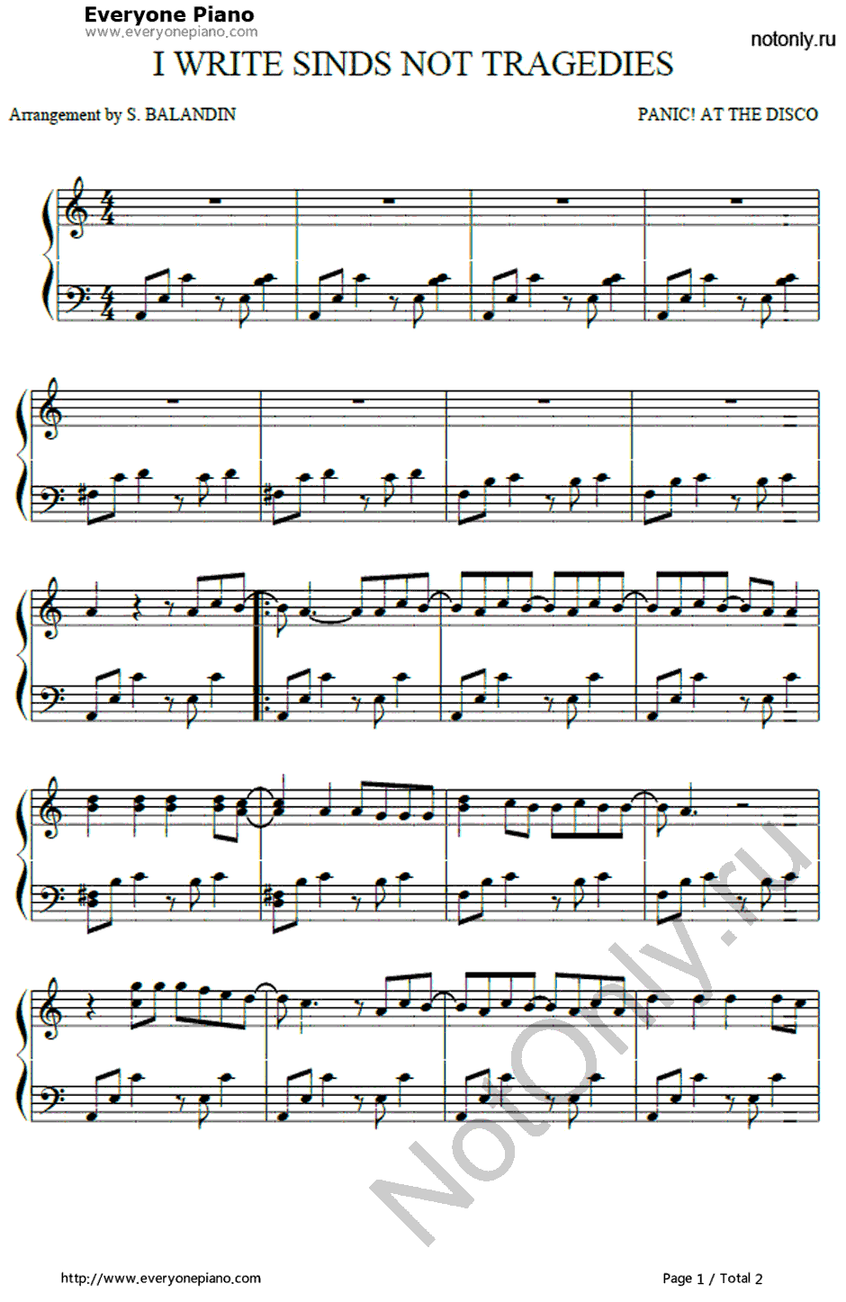 I Write Sins Not Tragedies钢琴谱-PanicattheDisco1