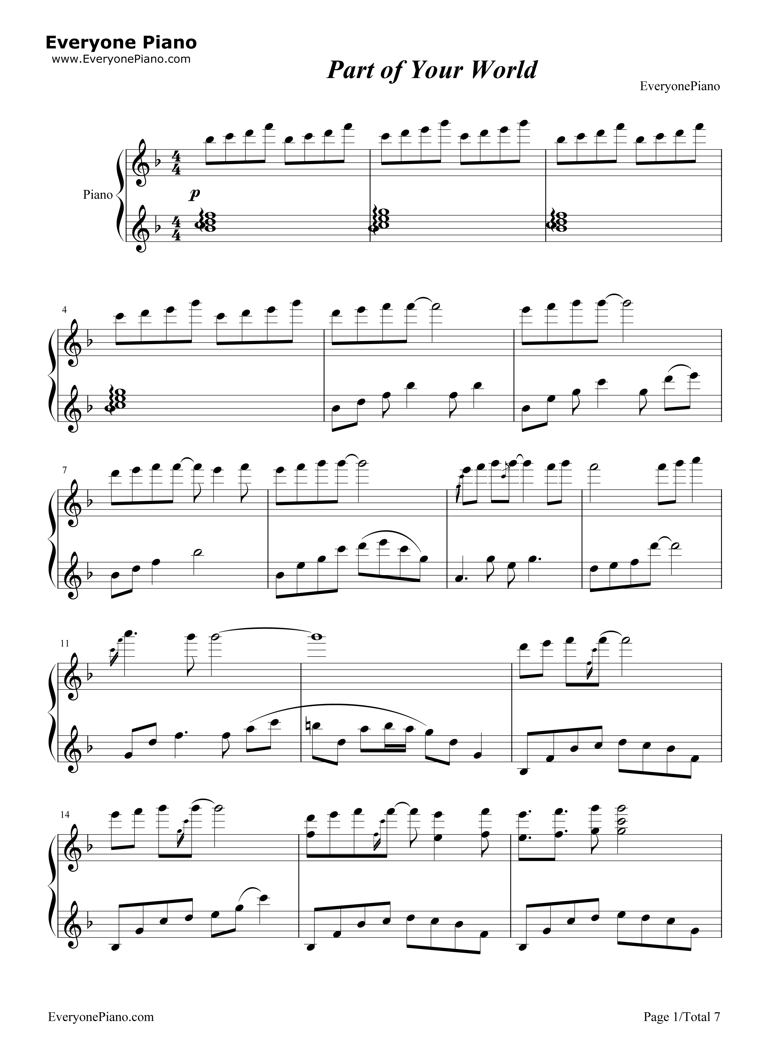 Part of Your World钢琴谱-Alan Menken1