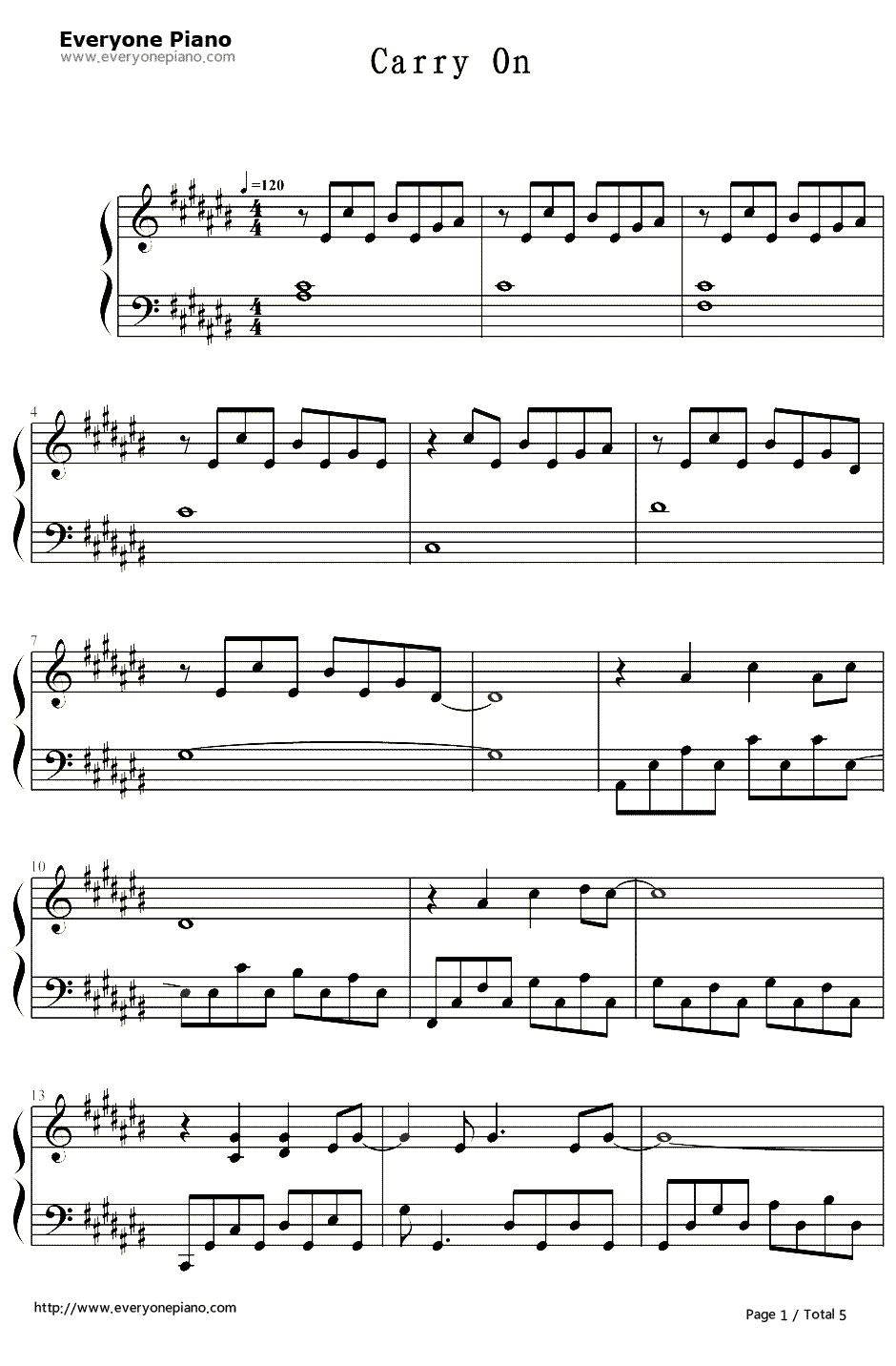 CarryOn钢琴谱-Ali-韩剧信义片尾曲1