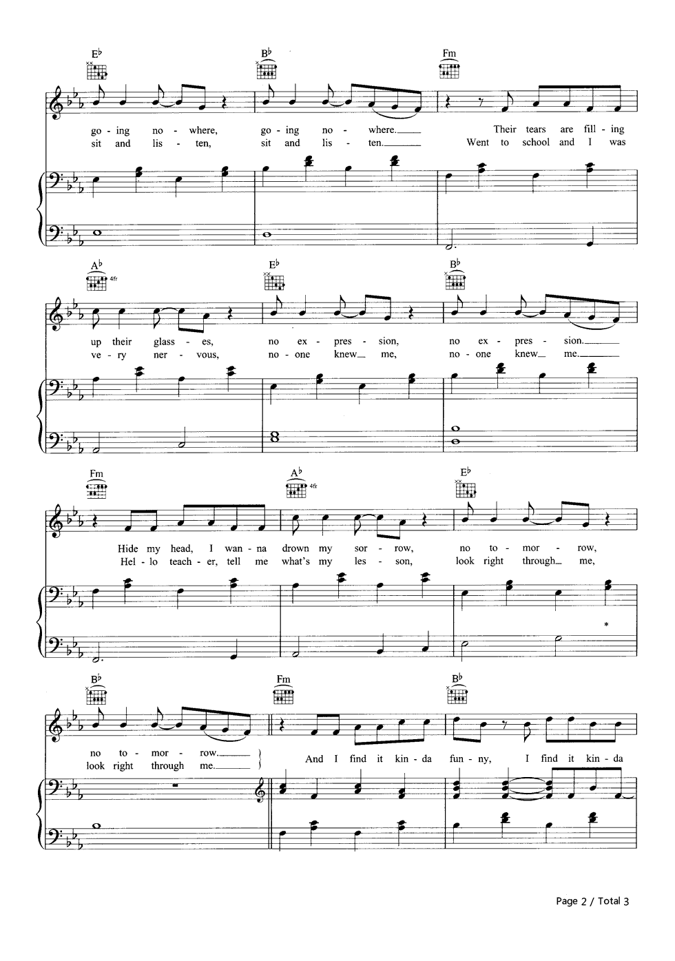 Mad World钢琴谱-Gary Jules2