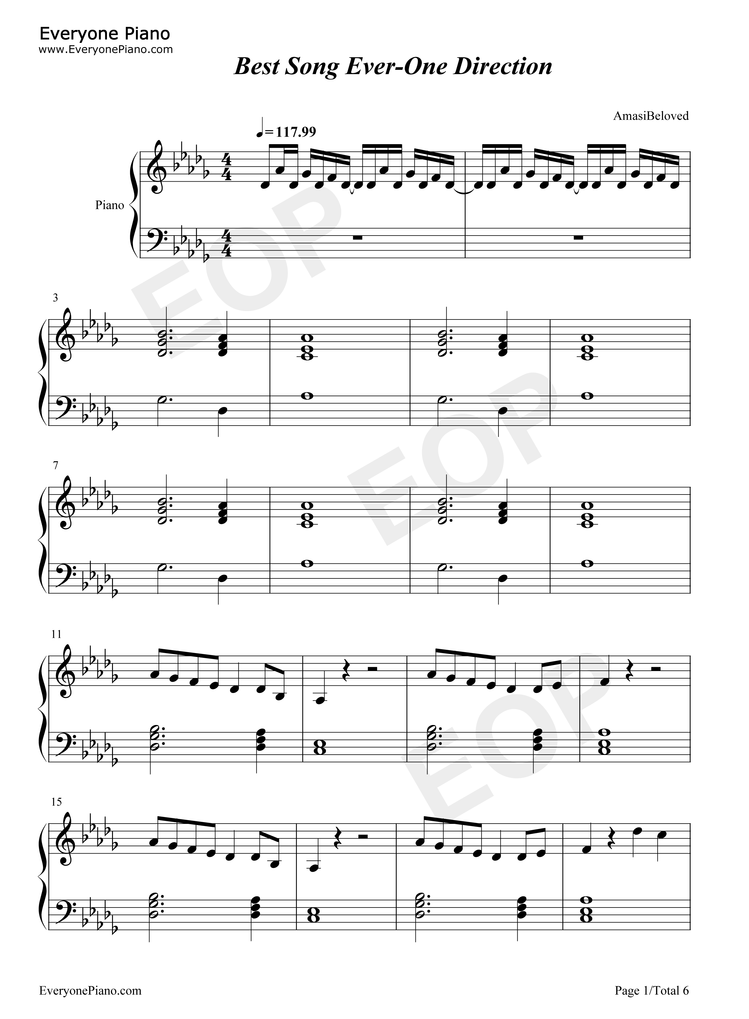 Best Song Ever钢琴谱-One Direction1