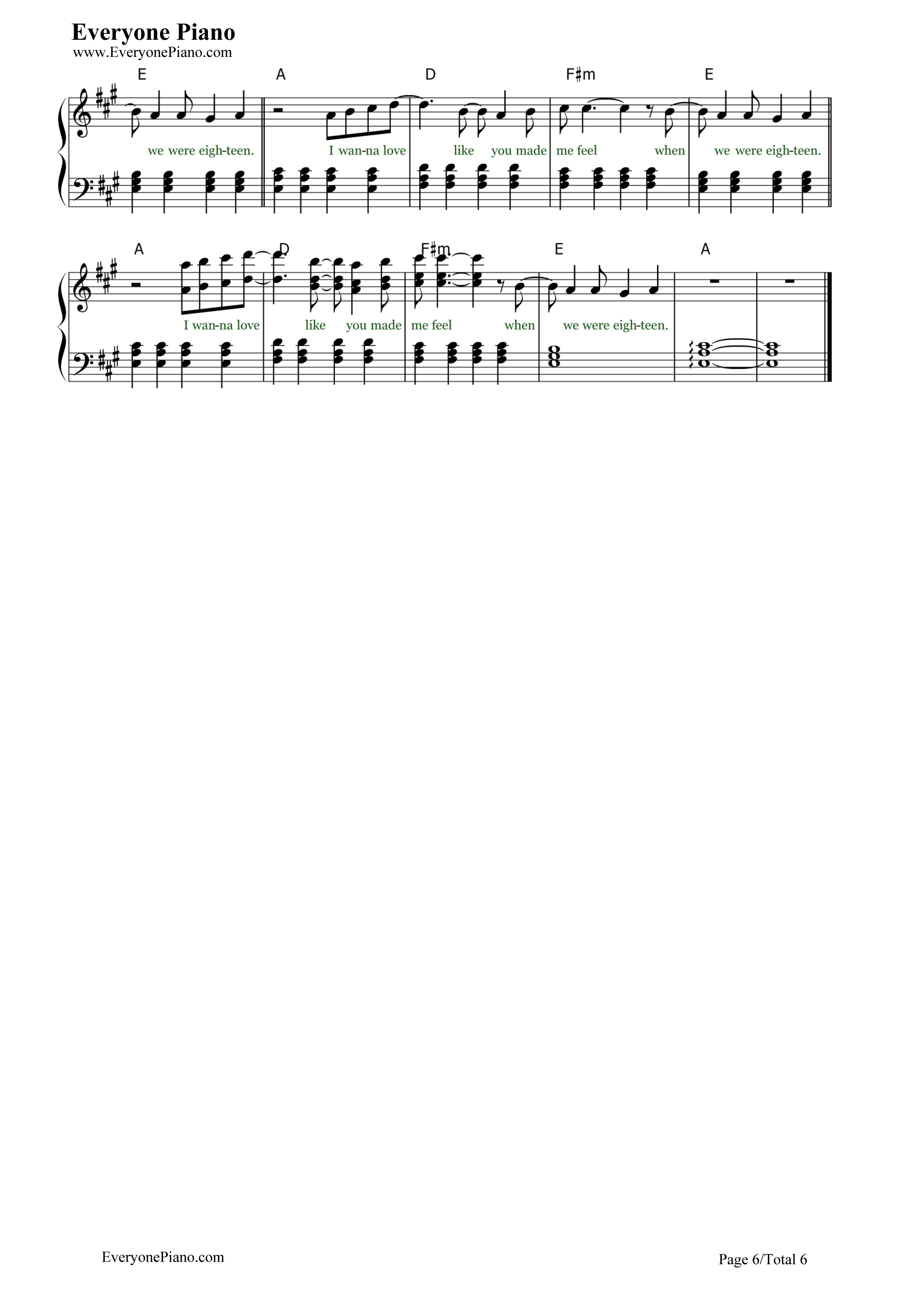 18钢琴谱-One Direction6
