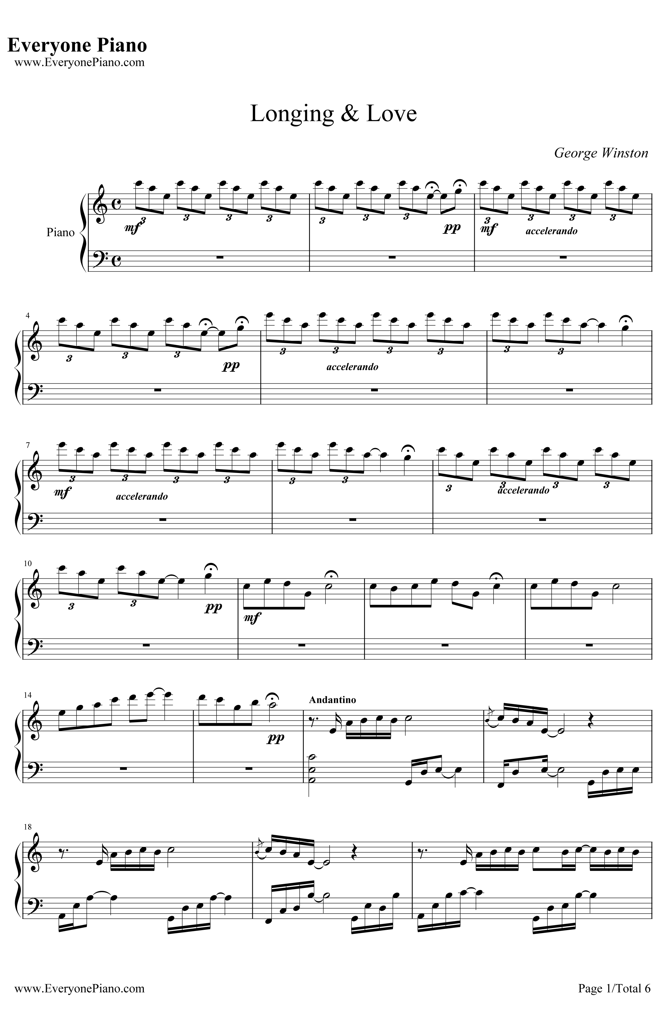 Longing  Love钢琴谱-GeorgeWinston乔治温斯顿1