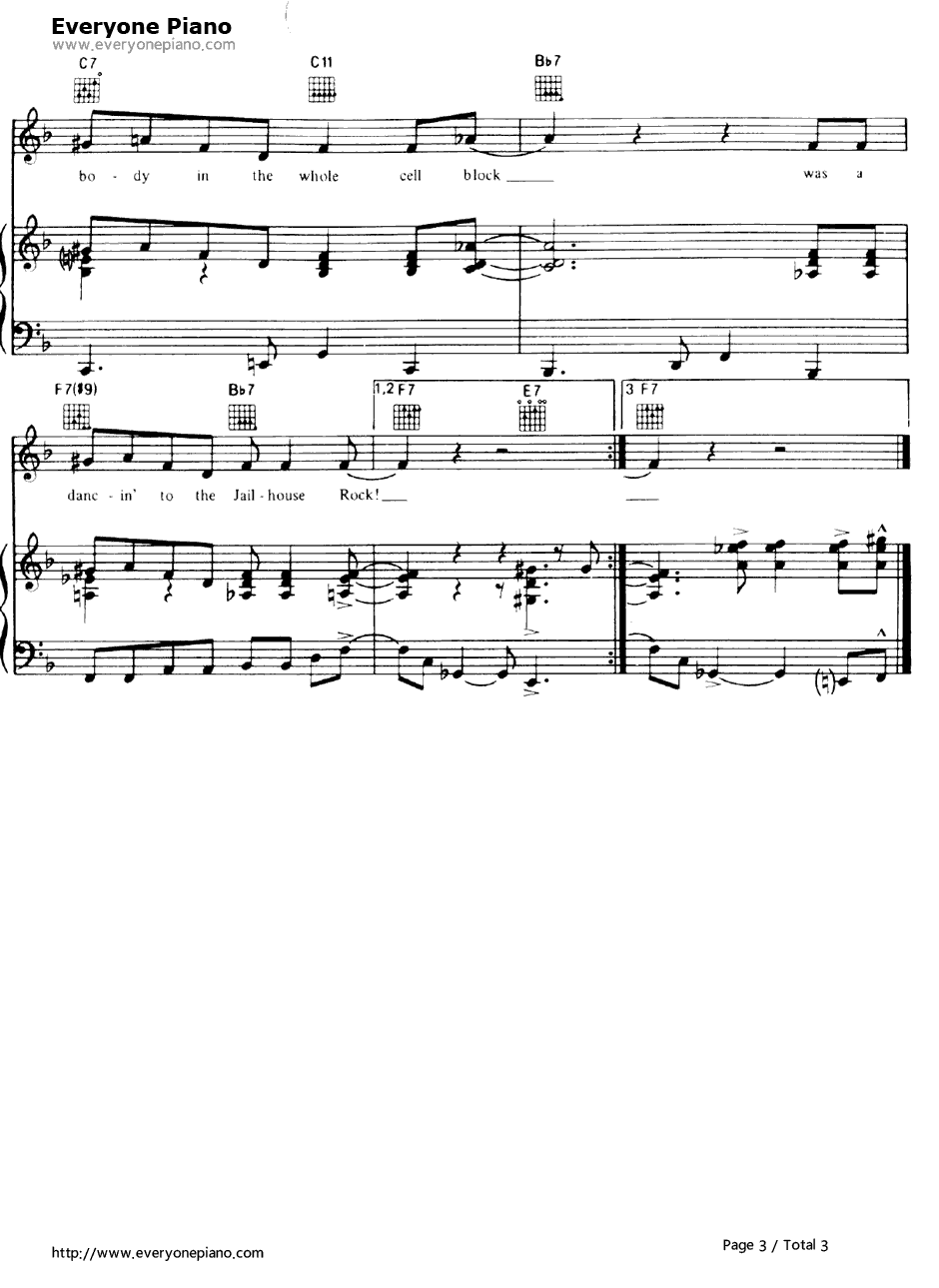 Jailhouse Rock钢琴谱-ElvisPresley3