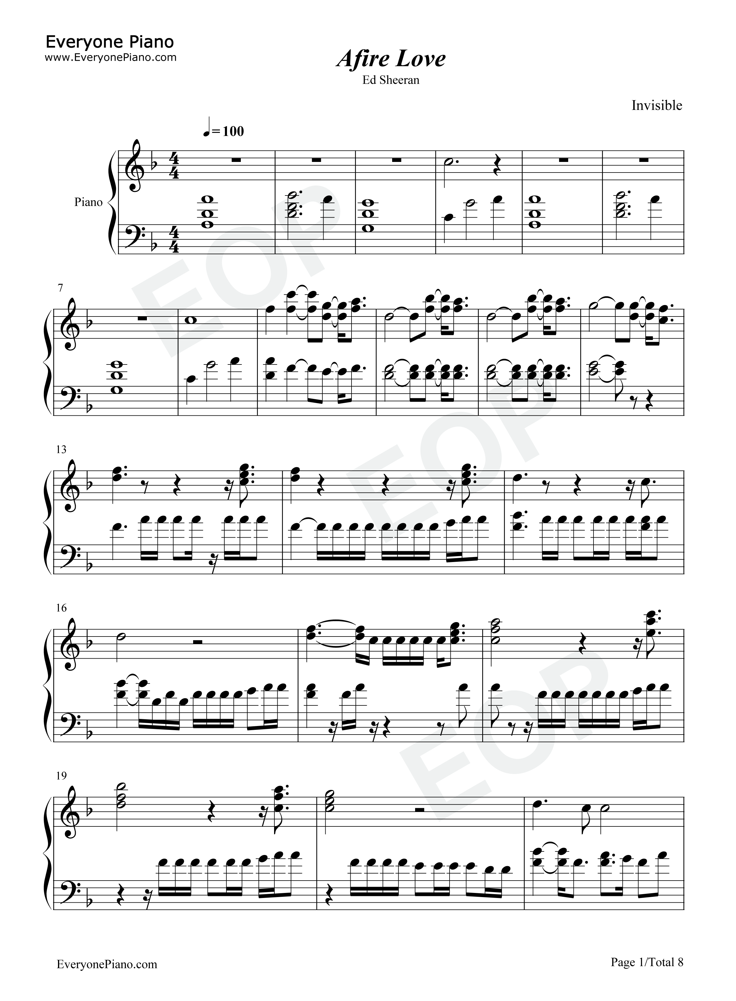 Afire Love钢琴谱-Ed Sheeran1