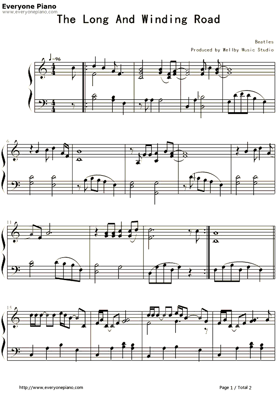 The Long and Win ding Road钢琴谱-TheBeatles1