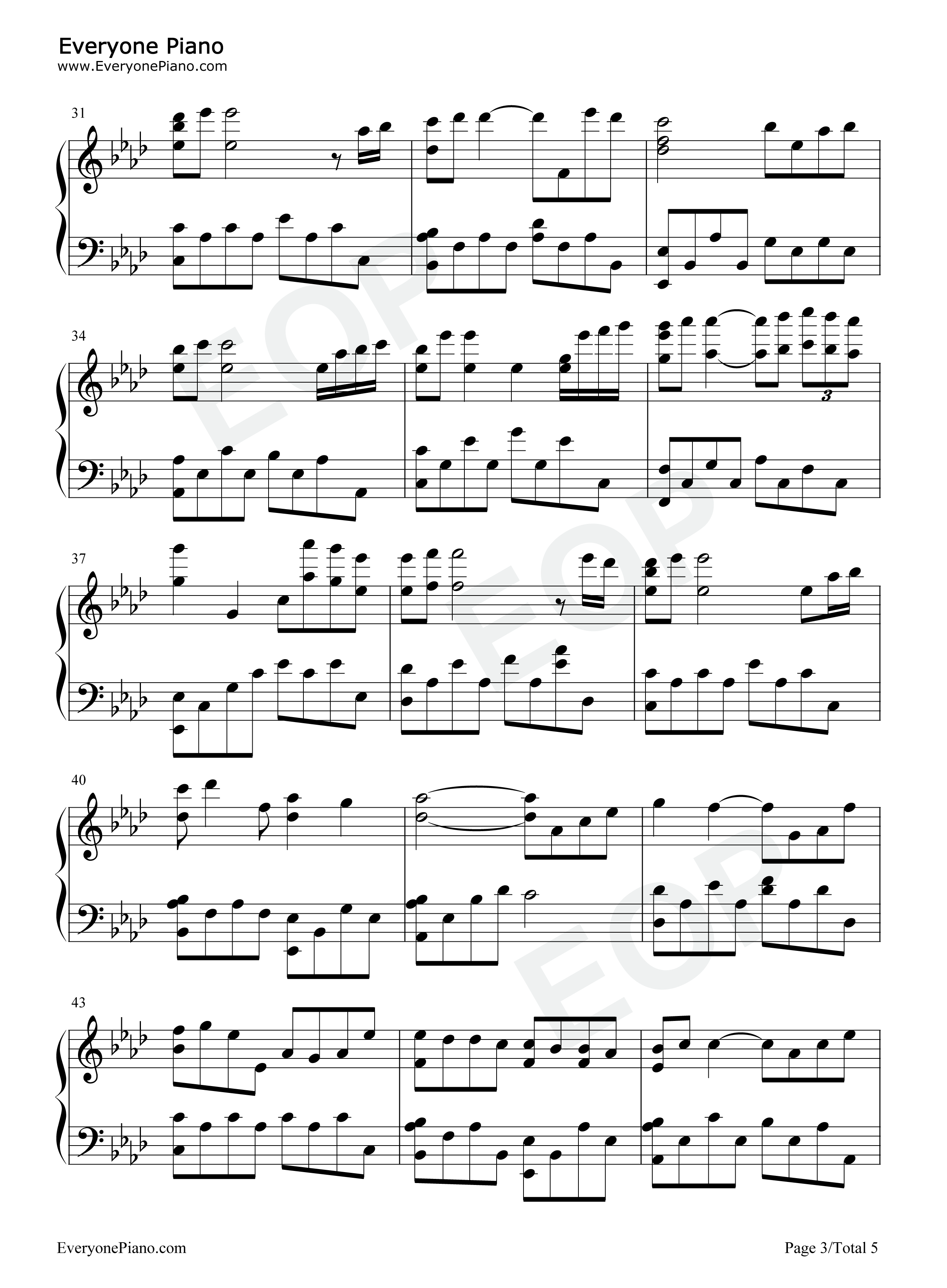 Kiss The Rain原版钢琴谱-李闰珉  Yiruma3