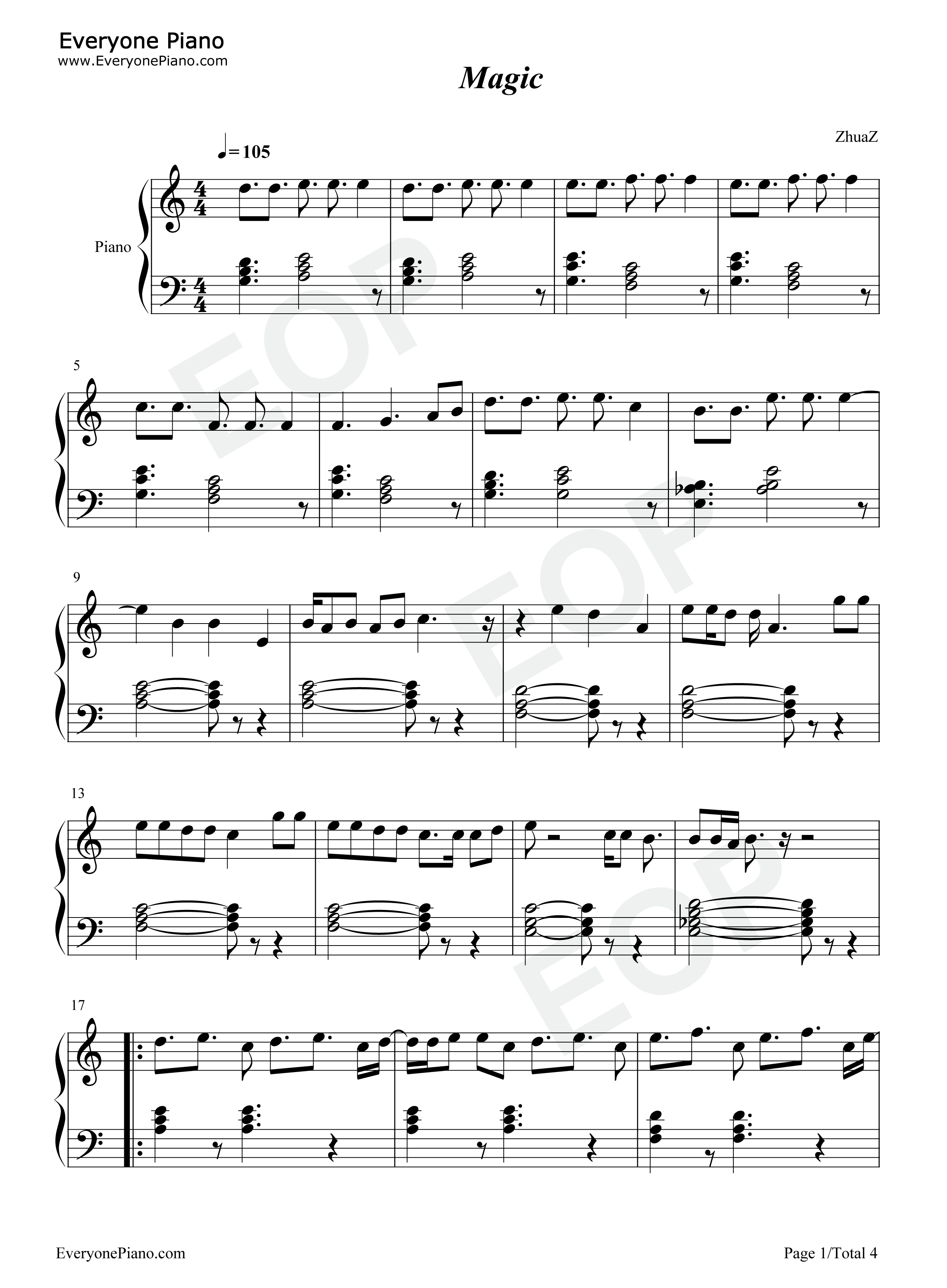 Magic钢琴谱-Kylie Minogue1
