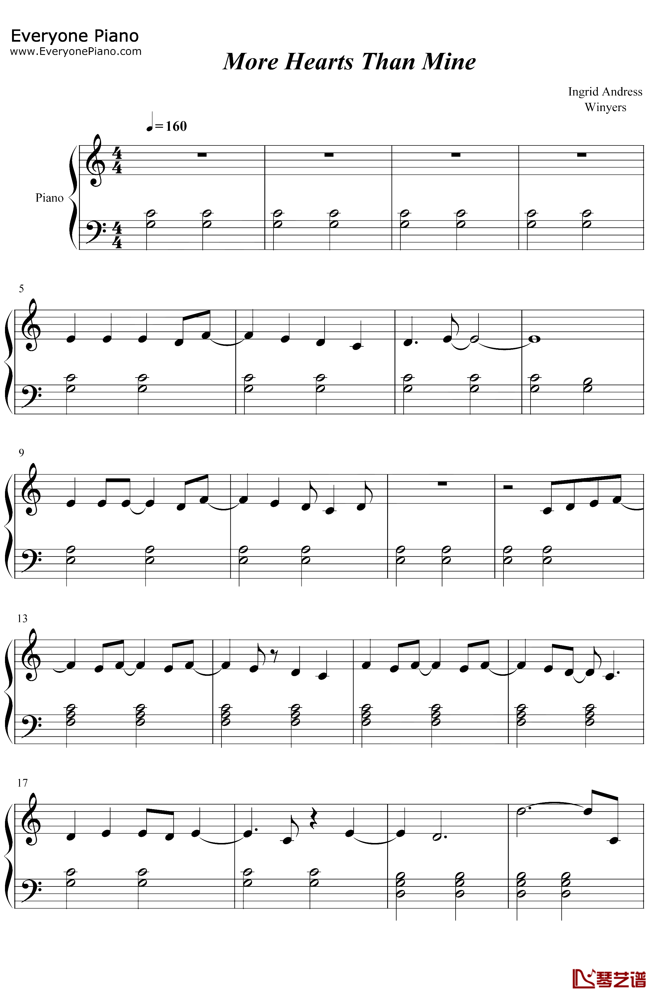 More Hearts Than Mine钢琴谱-IngridAndress-IngridAndress1