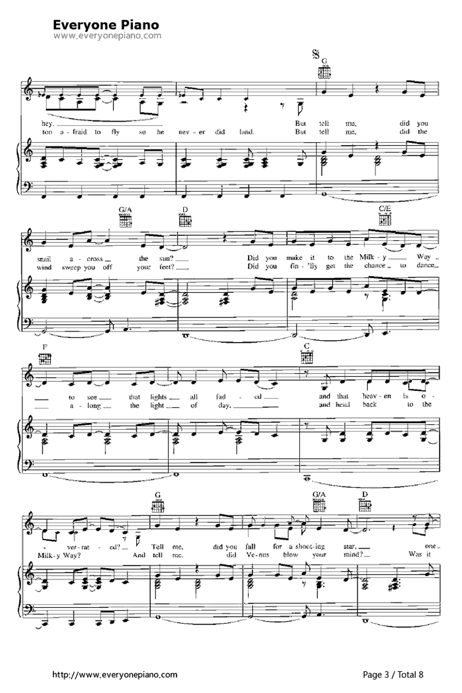 Drops of Jupiter(TellMe)钢琴谱-Train3