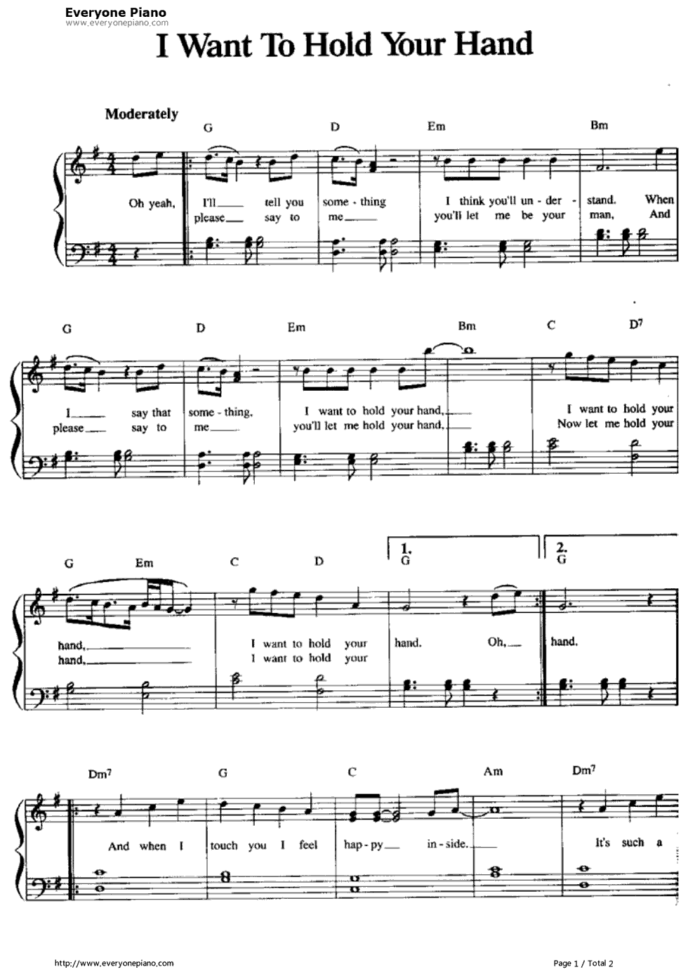 I Want to Hold Your Hand钢琴谱-The Beatles1