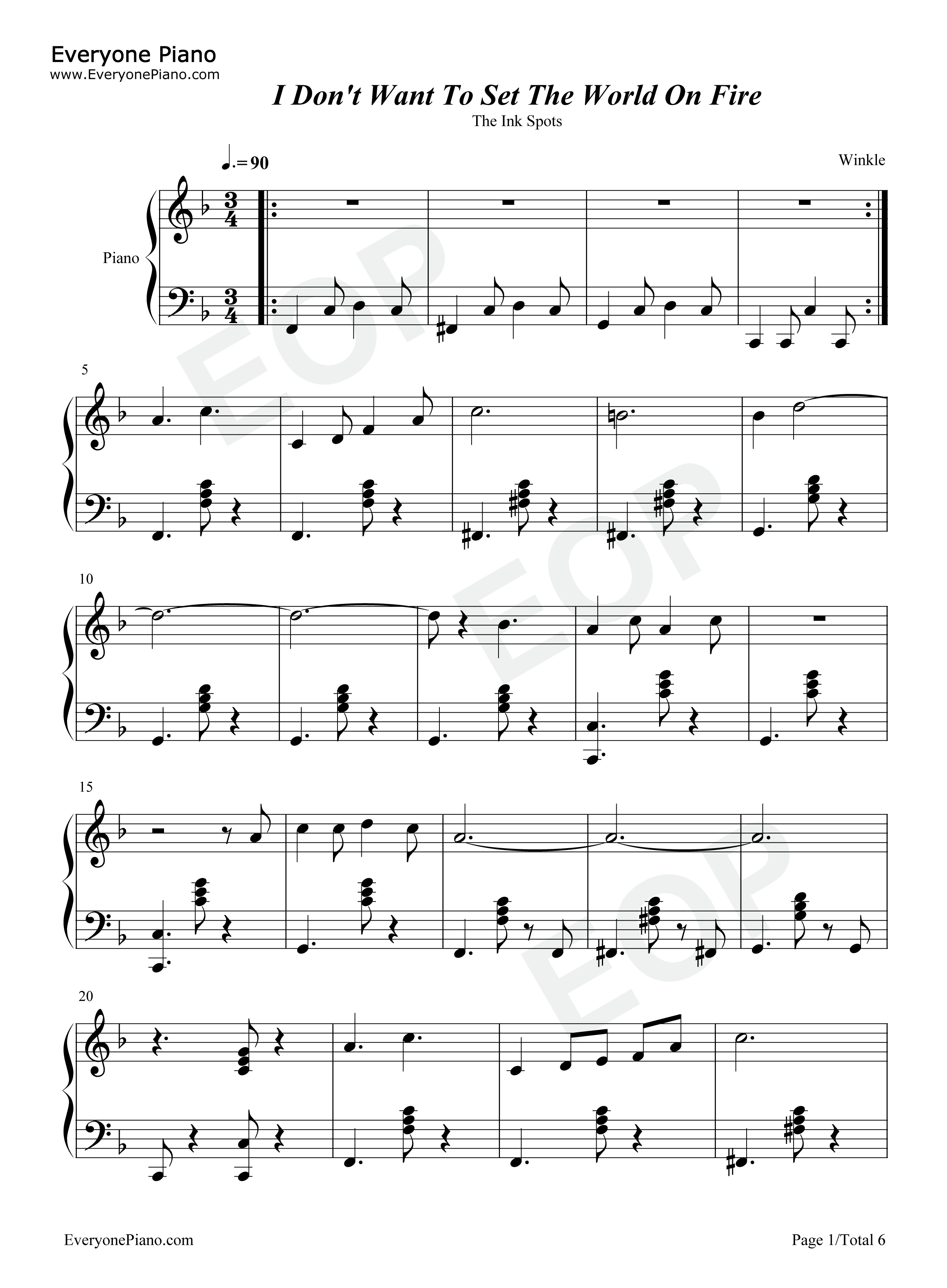 I Dont Want To Set The World On Fire钢琴谱-The Ink Spots1