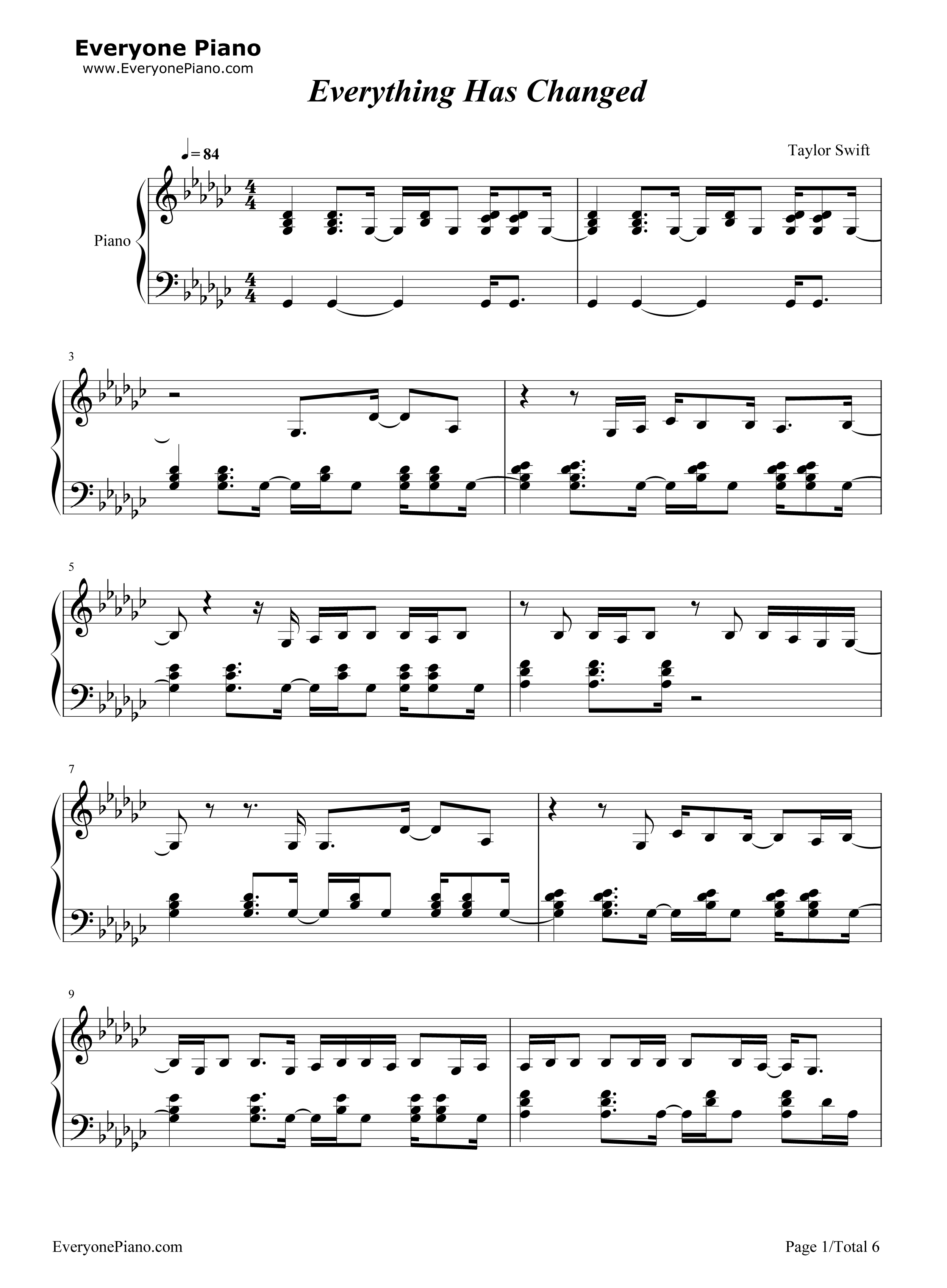 Everything Has Changed钢琴谱-Taylor Swift1