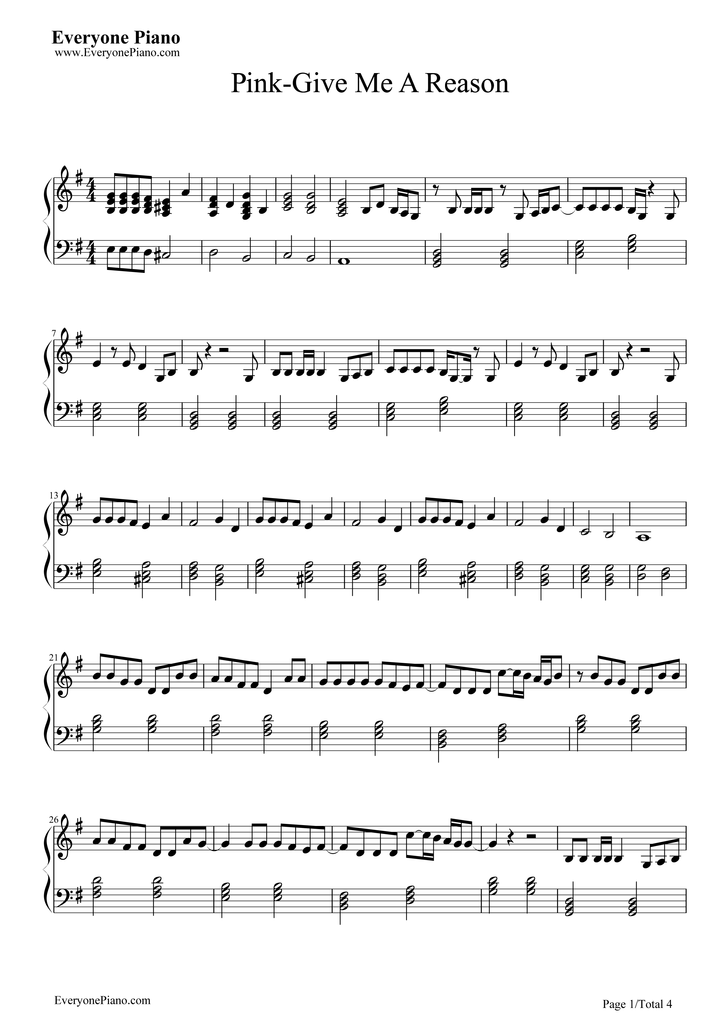 Just Give Me a Reason钢琴谱-P!nk1
