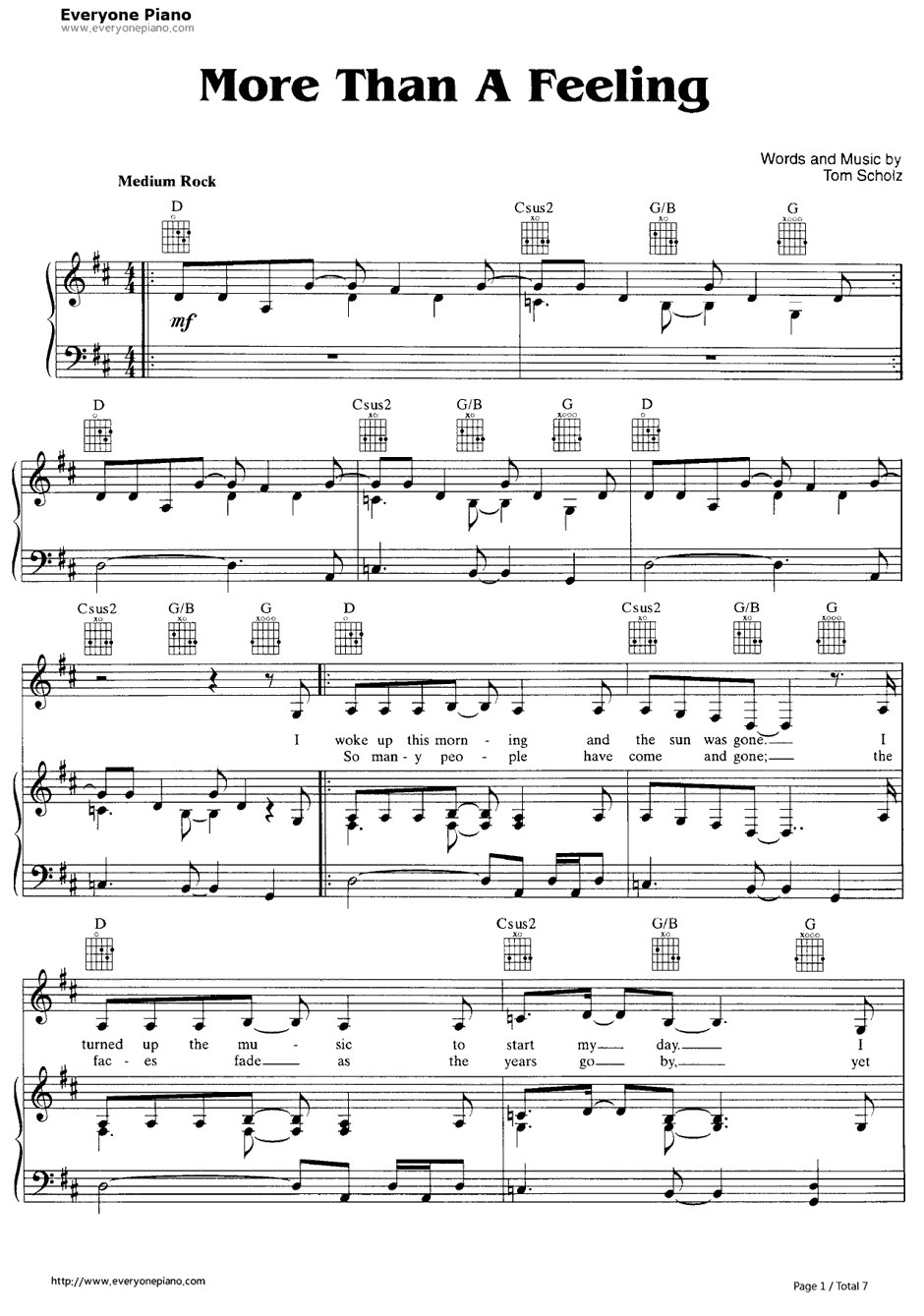 More Thana Feeling钢琴谱-Boston1