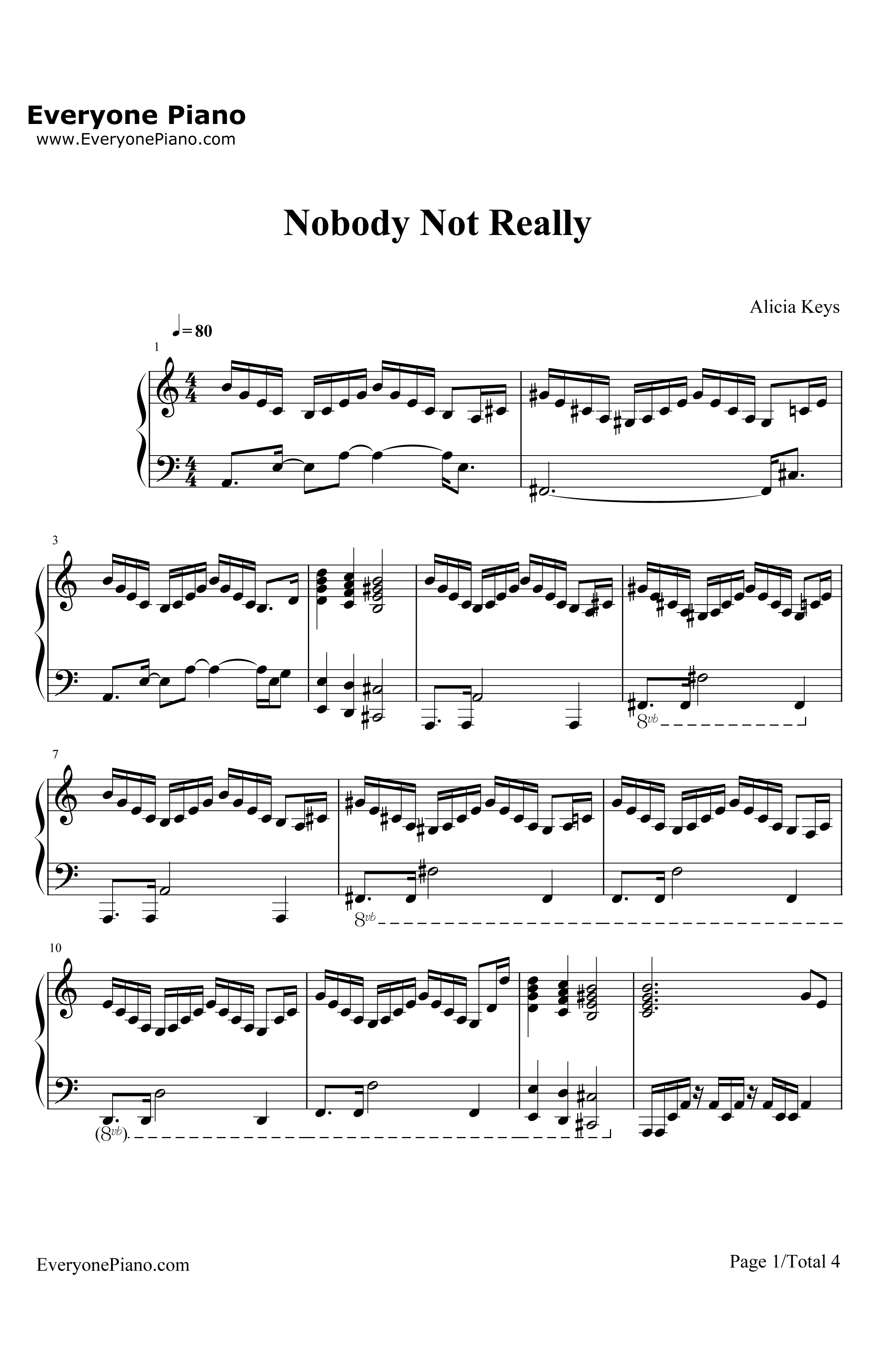 NobodyNotReally钢琴谱-AliciaKeys1