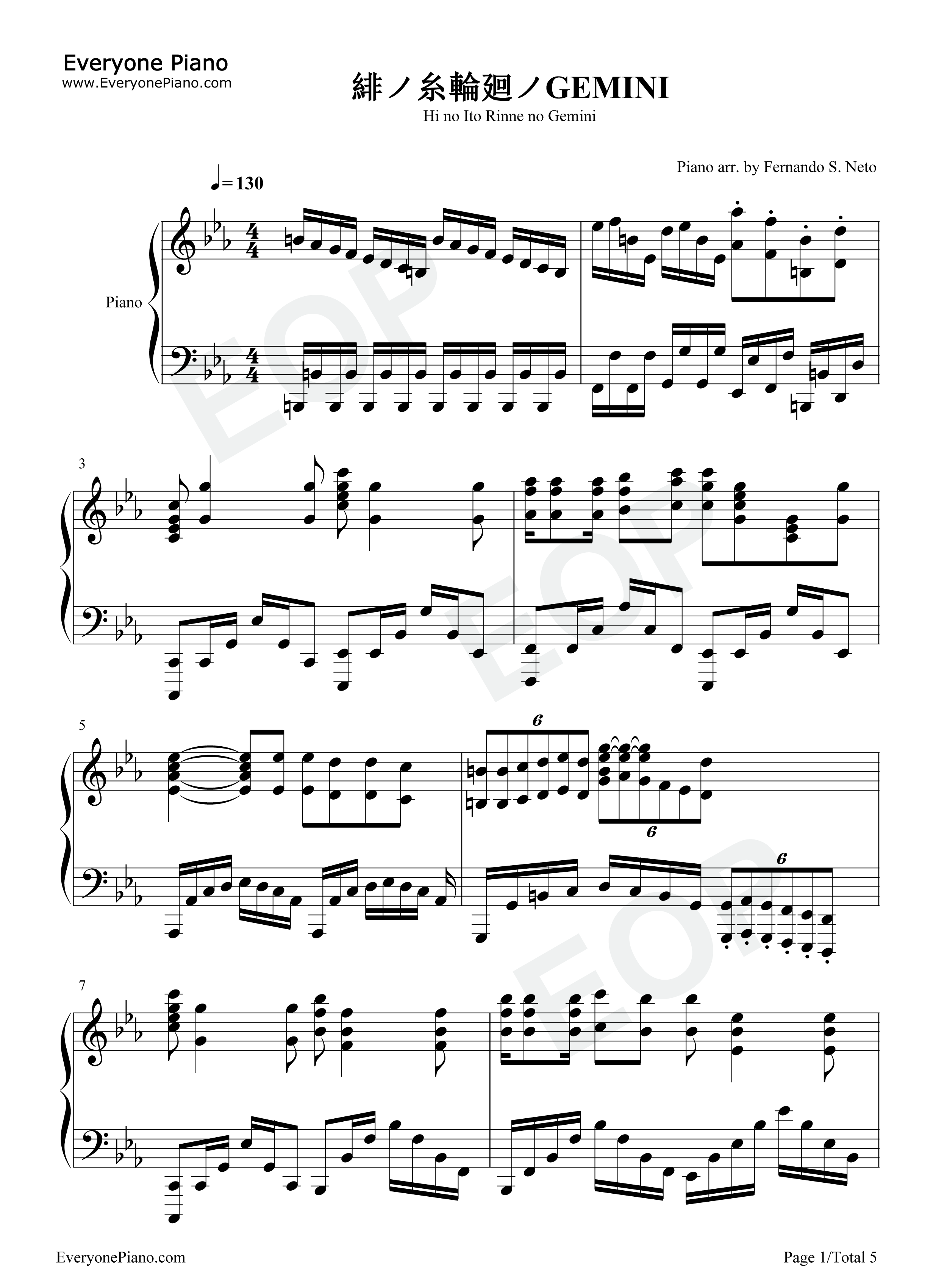 緋ノ糸輪廻ノGEMINI钢琴谱-Petit Milady1