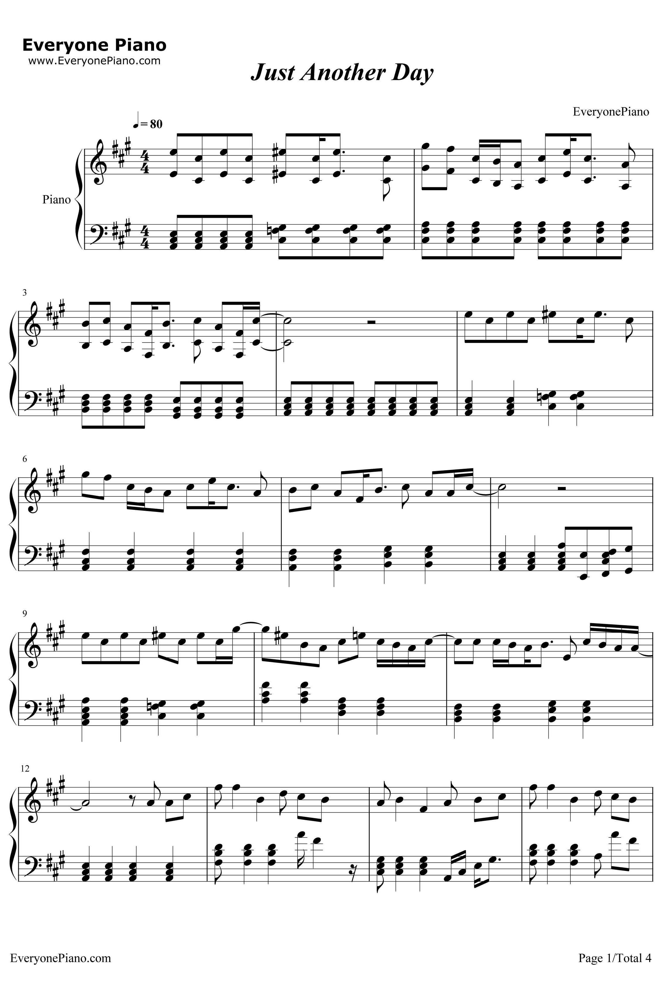 Just AnotherDay钢琴谱-LadyGaga1