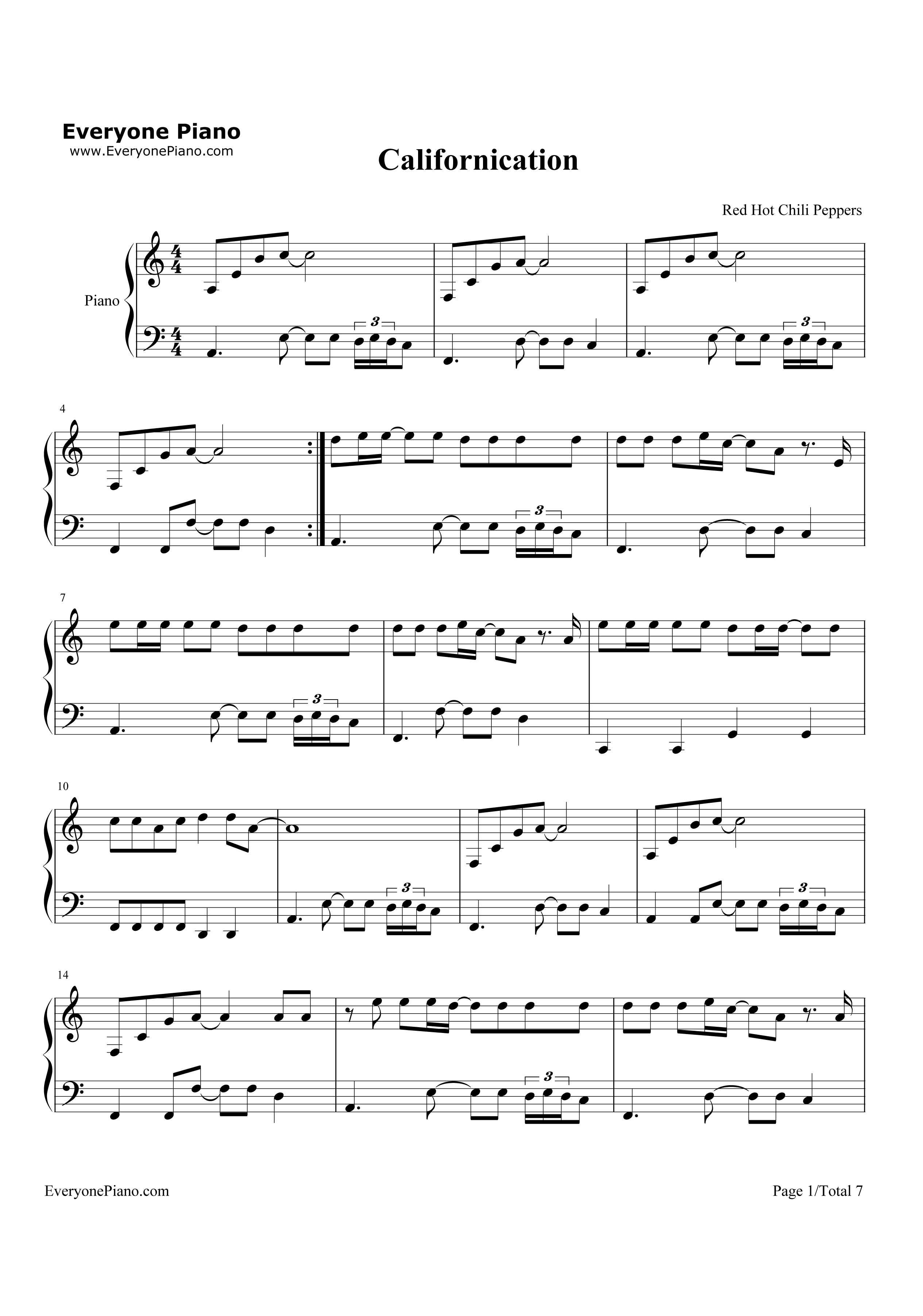 Californication钢琴谱-Red Hot Chili Peppers1