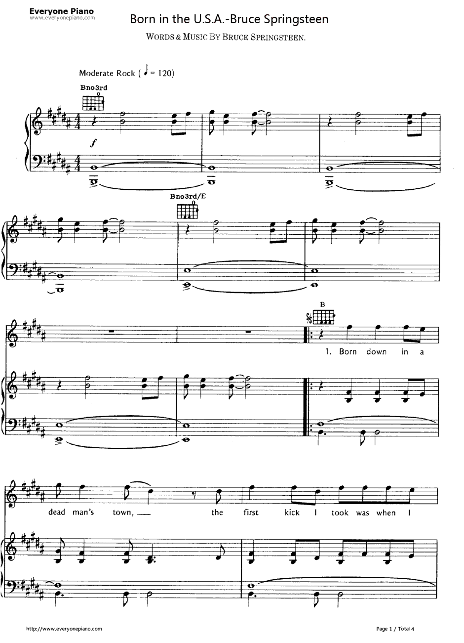 Bornin the U.S.A.钢琴谱-BruceSpringsteen布鲁斯·斯普林斯汀-BruceSpringsteen1