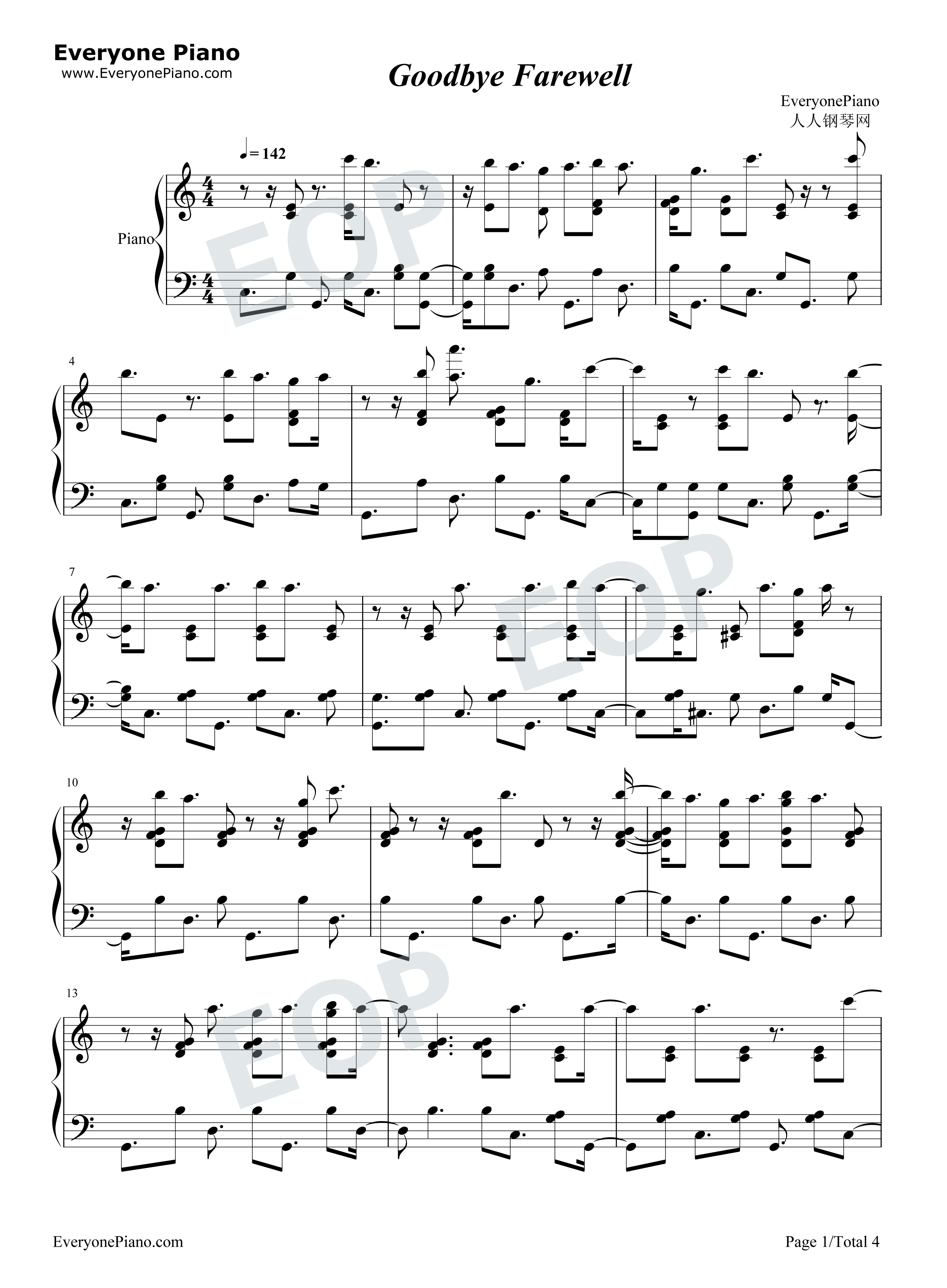Goodbye Farewell钢琴谱-Richard Sherman1