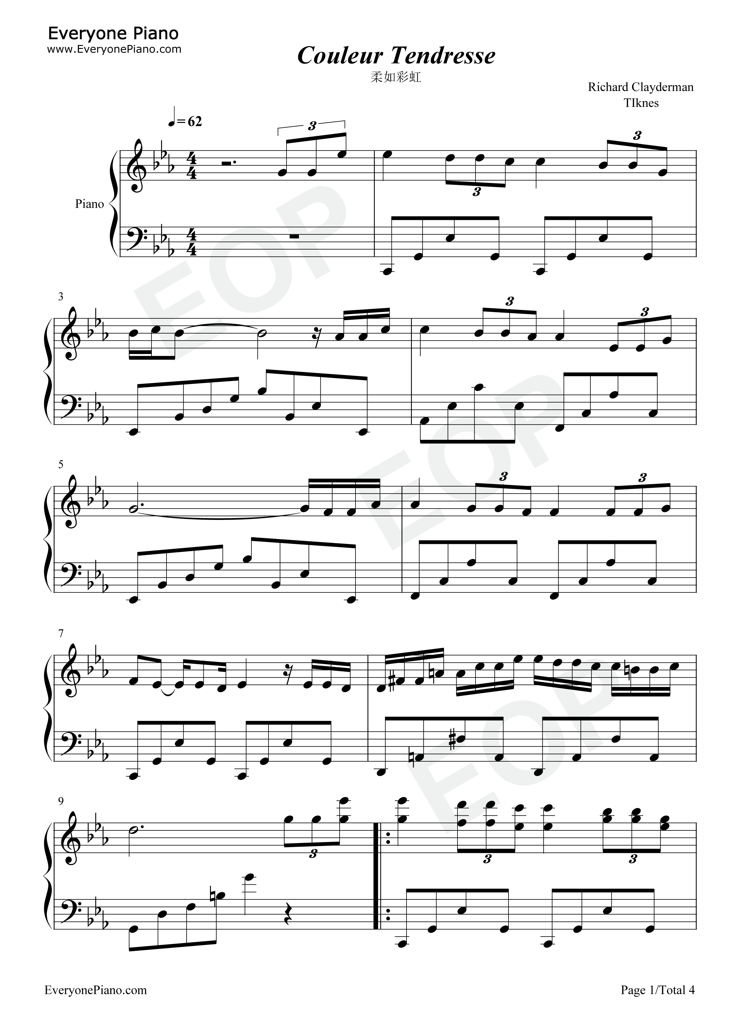 柔如彩虹钢琴谱-理查德.克莱德曼  Richard Clayderman1
