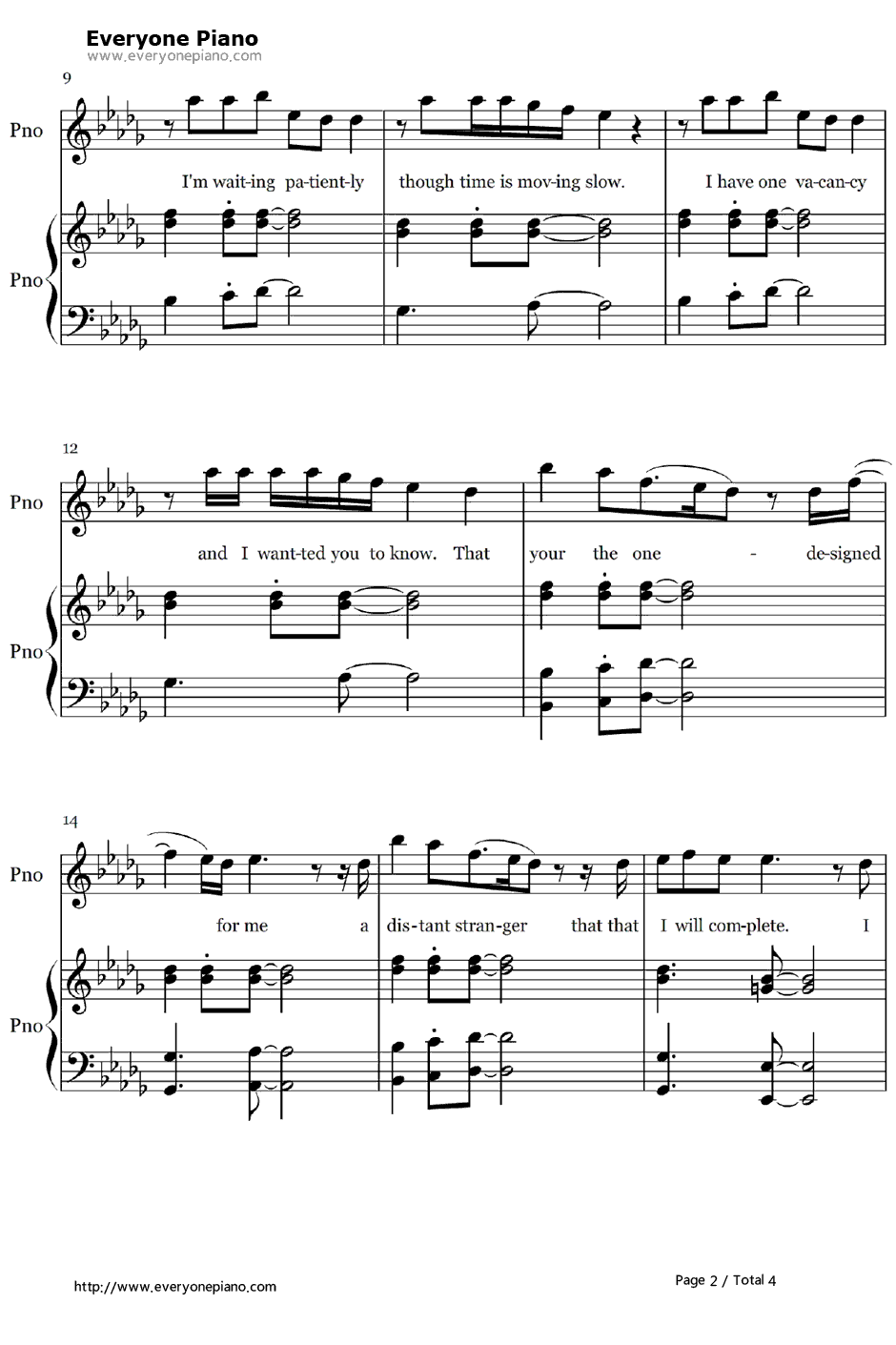 Make It To Me钢琴谱-Sam Smith萨姆·史密斯2