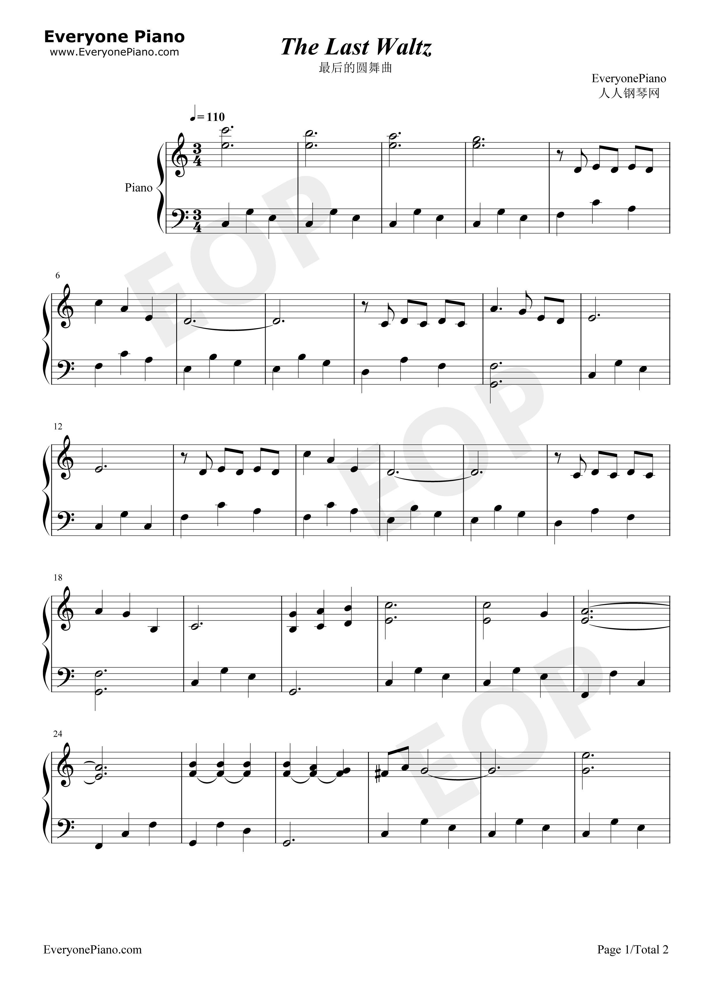The Last Waltz钢琴谱-Engelbert Humperdinck1