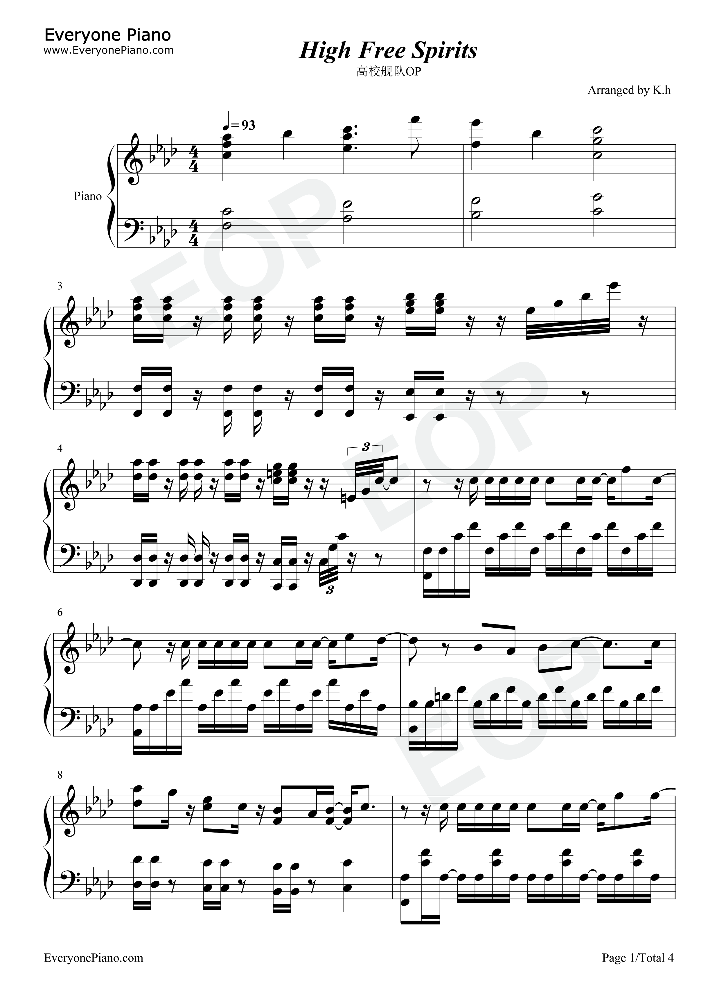 High Free Spirits钢琴谱-TrySail1