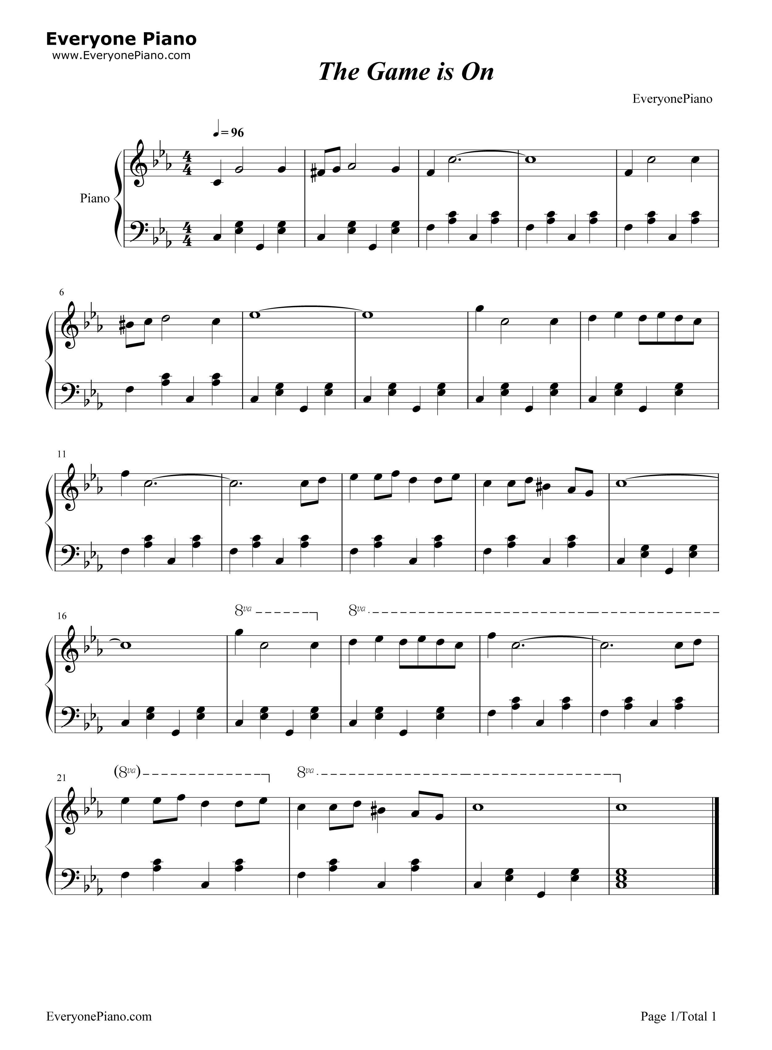 The Game is On钢琴谱-David Arnold  Michael Price1