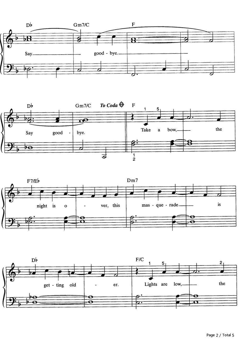 Take a Bow钢琴谱-Madonna2