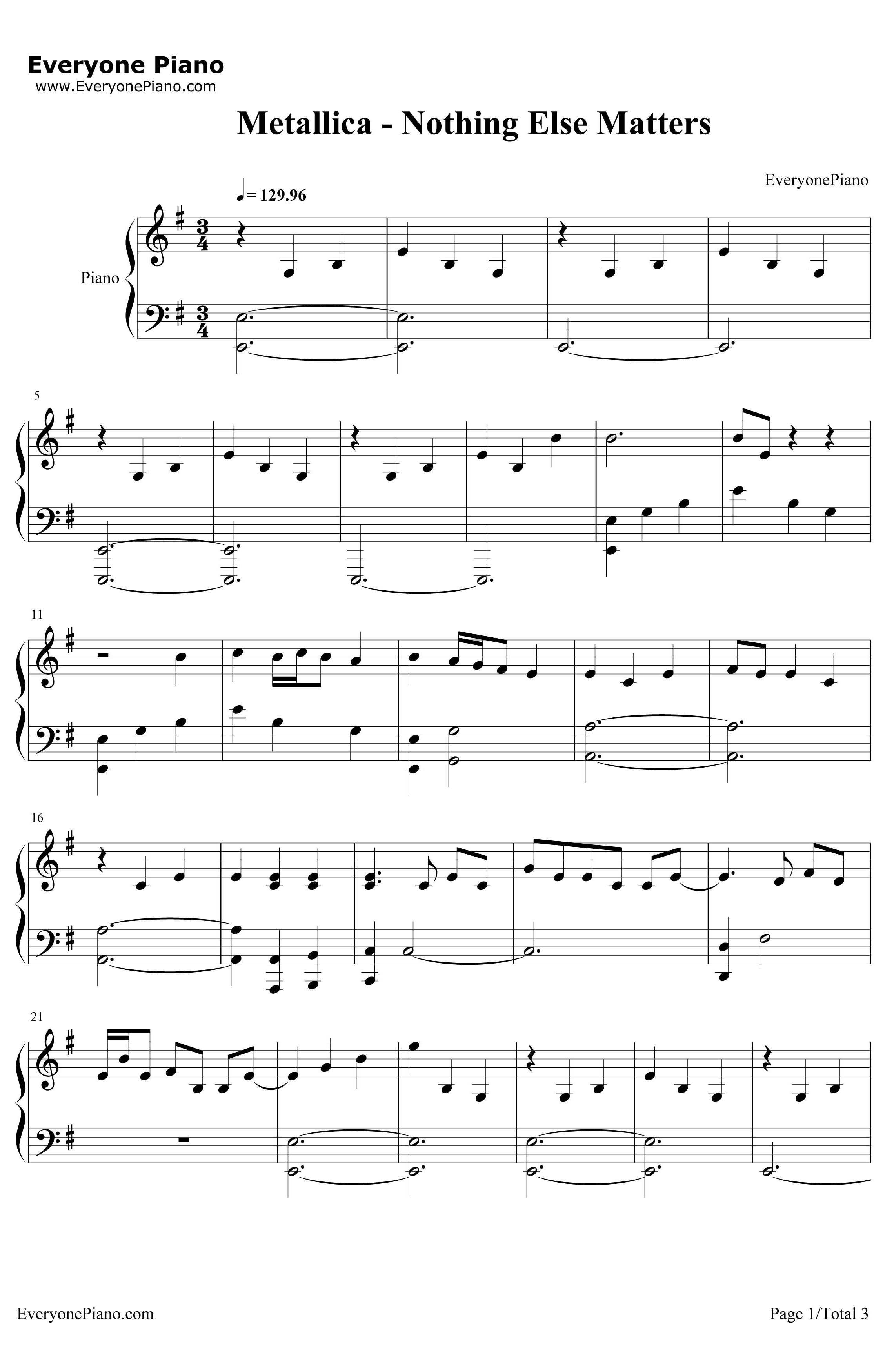 Nothing Else Matters钢琴谱-Metallica1