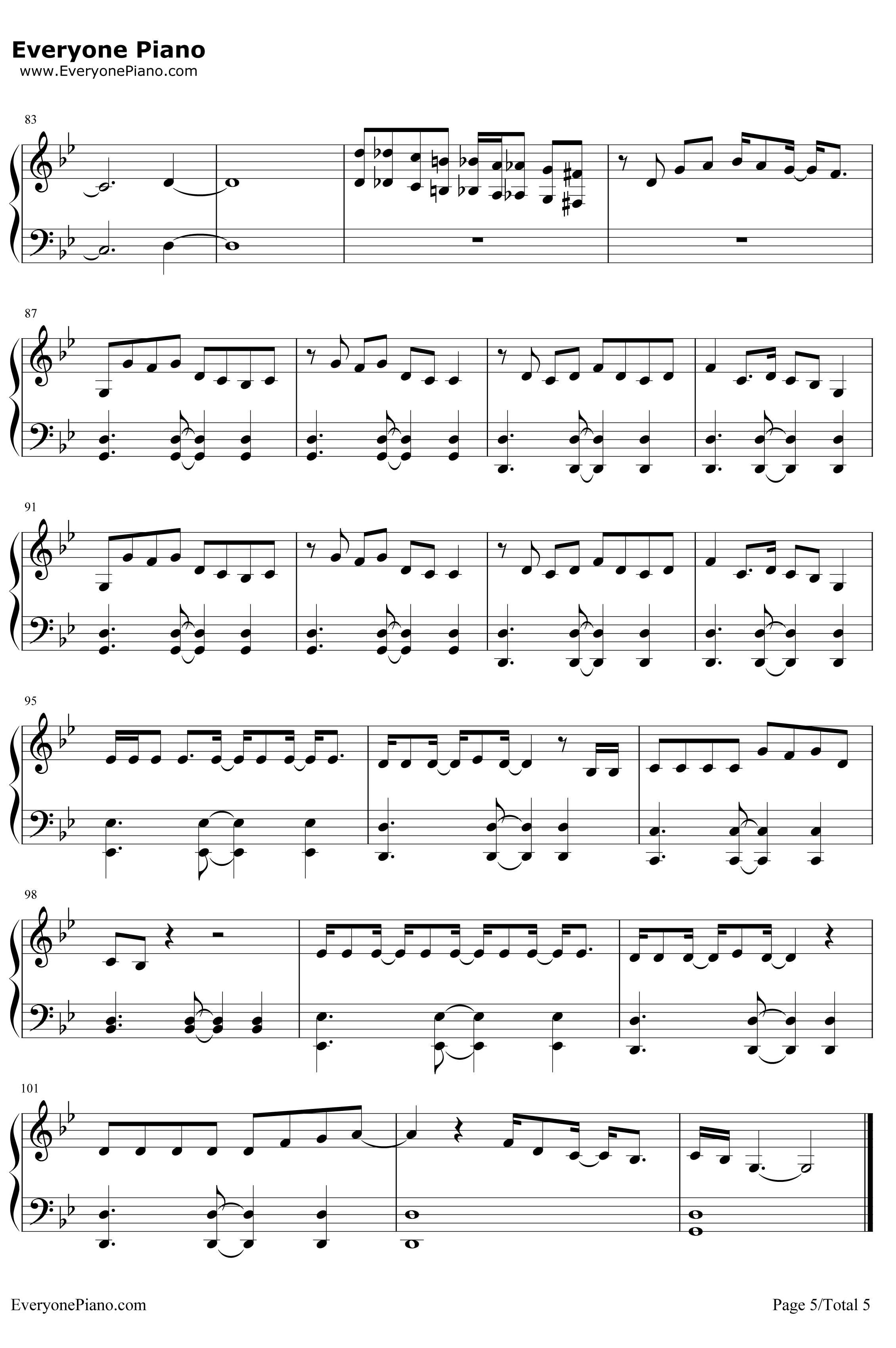 つなぐ钢琴谱-嵐-忍者之国主题曲5