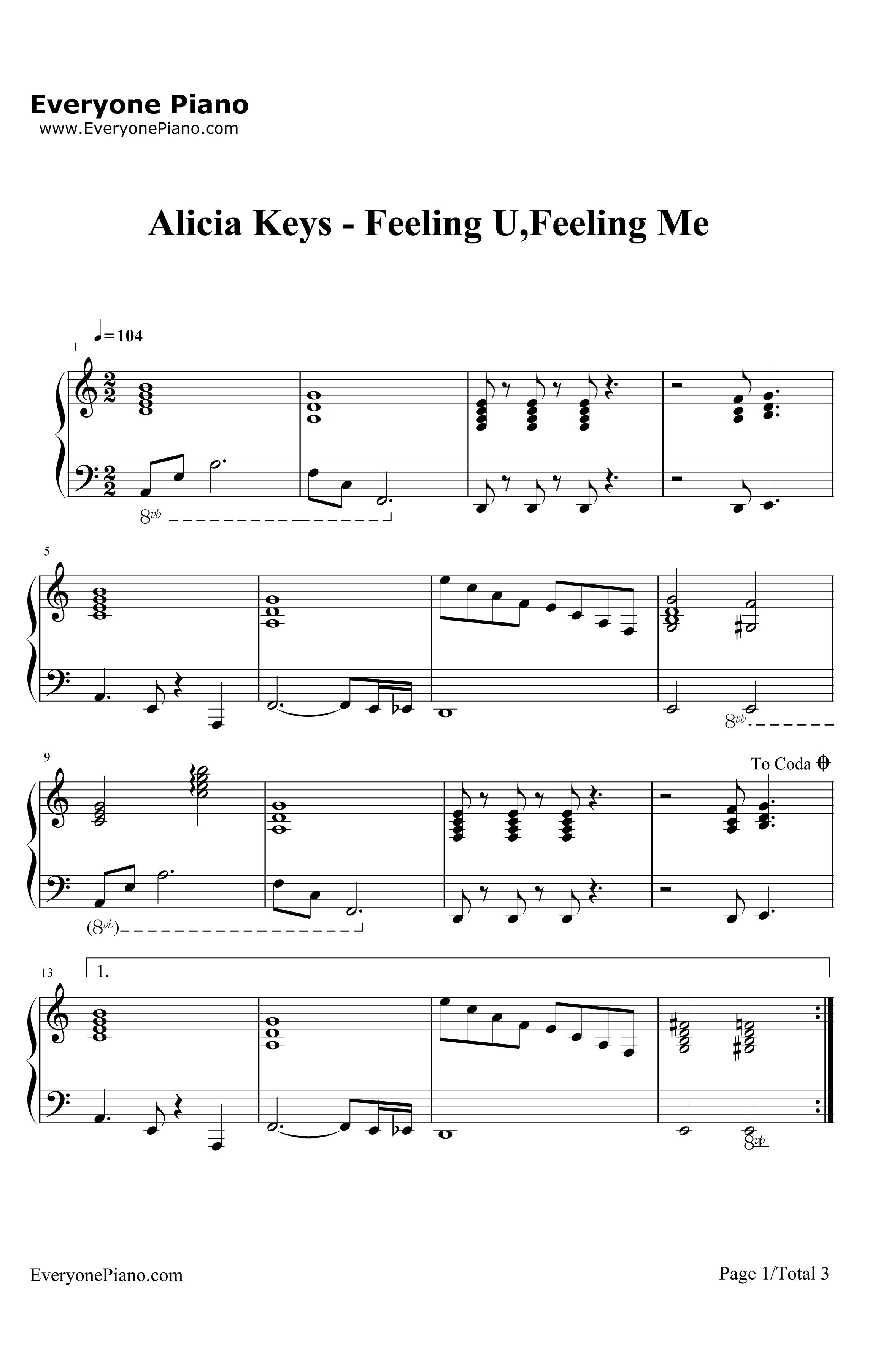 FeelingUFeelingMe钢琴谱-AliciaKeys1