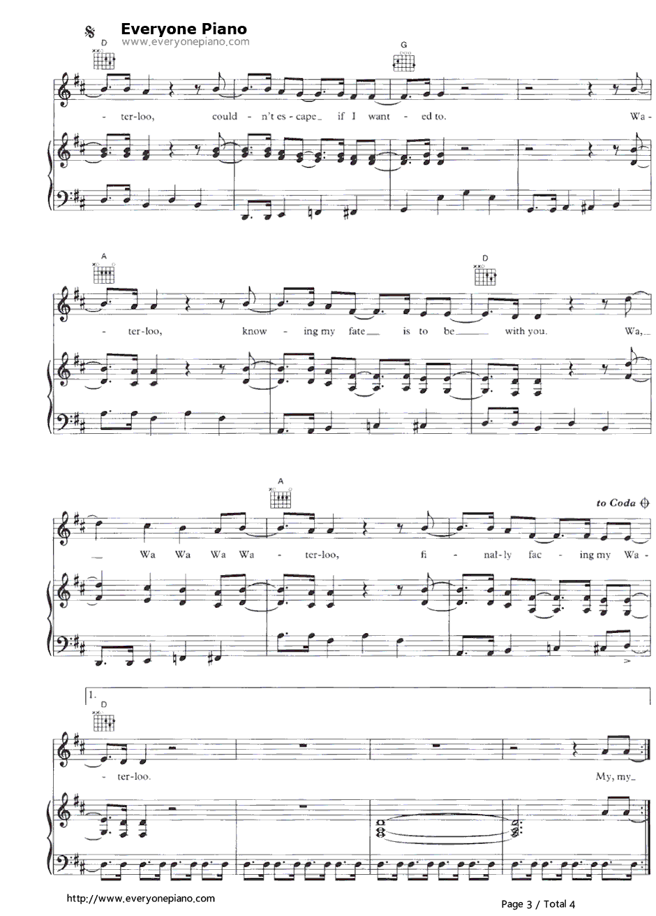 Waterloo钢琴谱-ABBA3