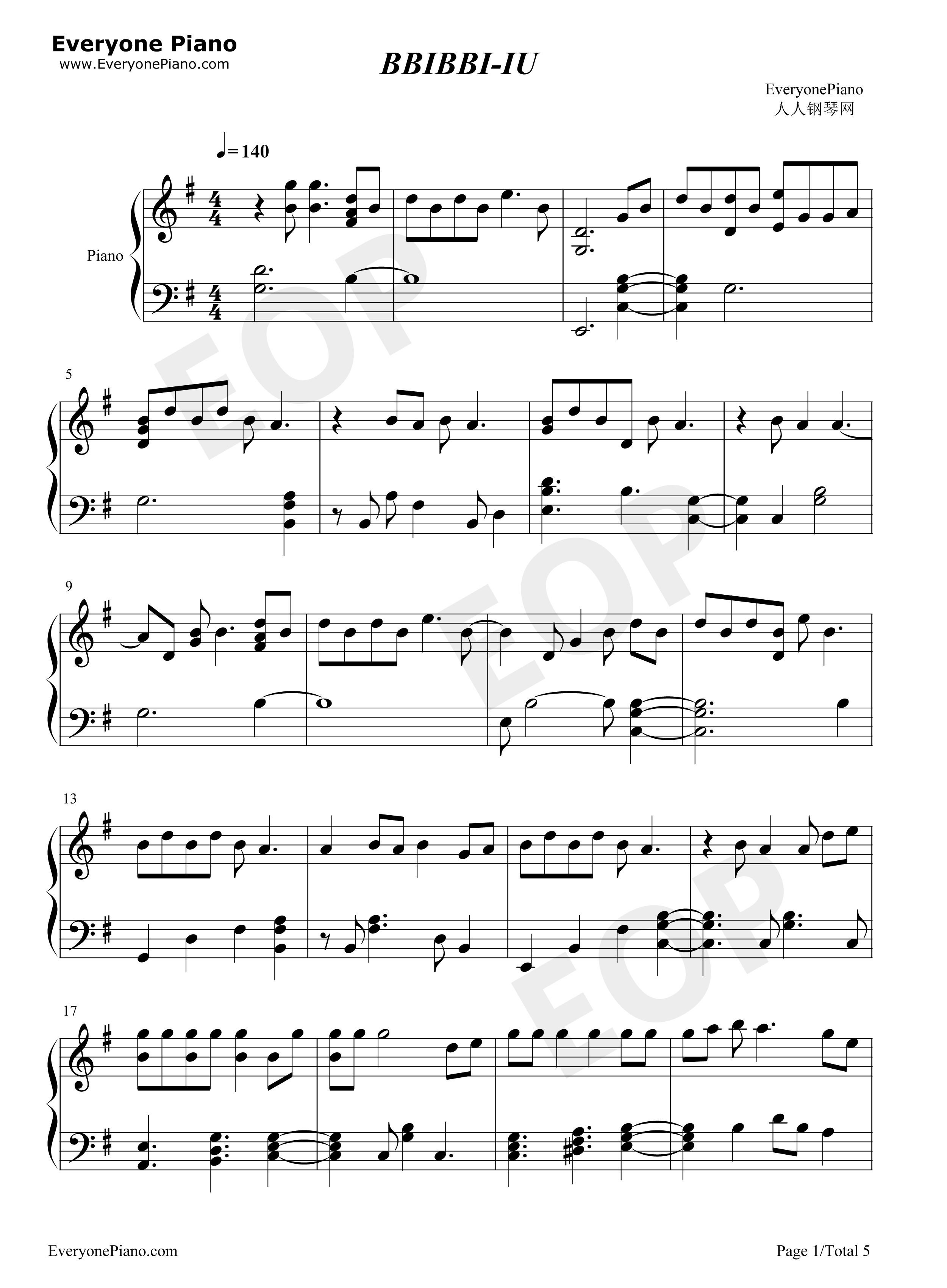 BBIBBI钢琴谱-IU 李知恩1