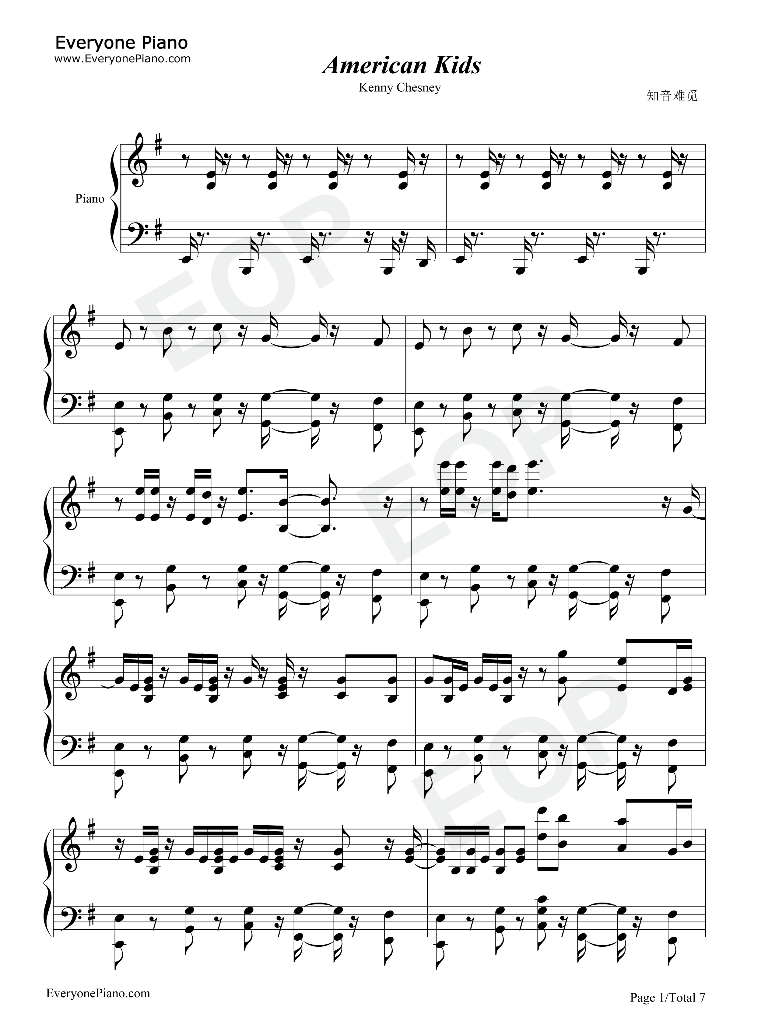 American Kids钢琴谱-Kenny Chesney1
