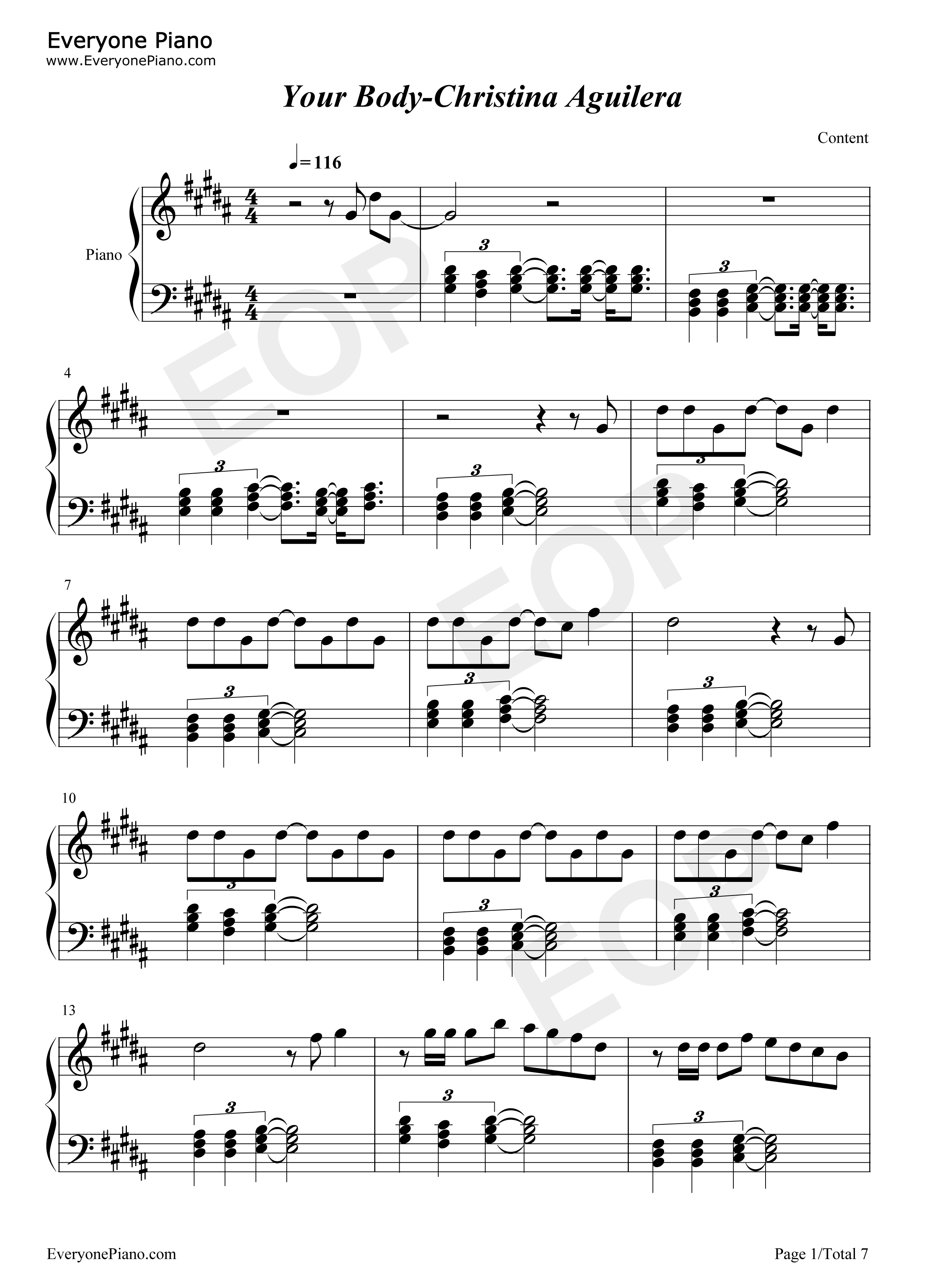 Your Body钢琴谱-Christina Aguilera1