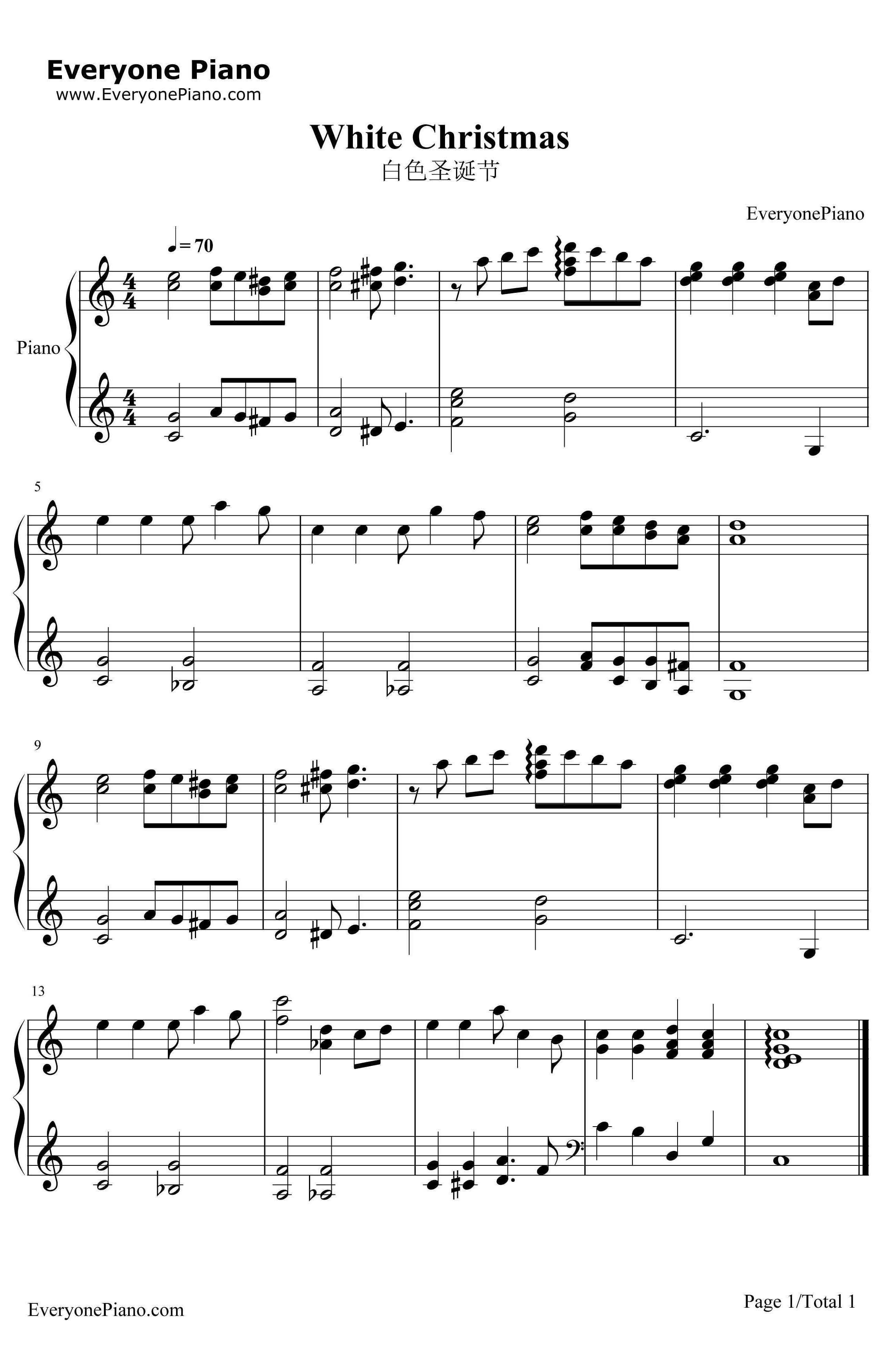 White Christmas钢琴谱-SarahConnor-白色圣诞节-圣诞歌曲1