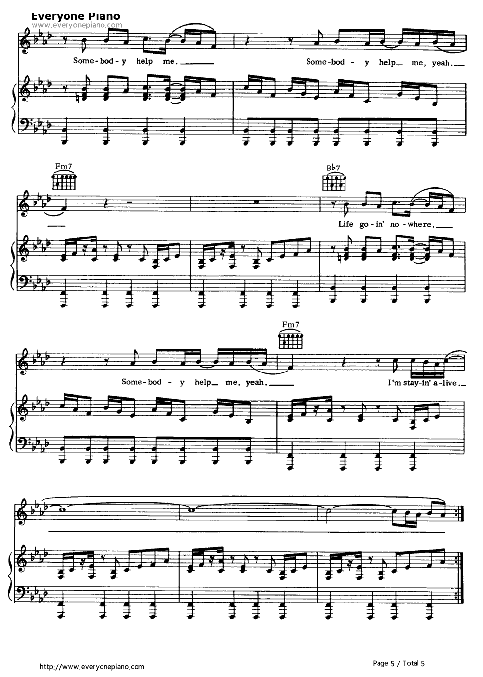 Stayin' Alive钢琴谱-Bee Gees5