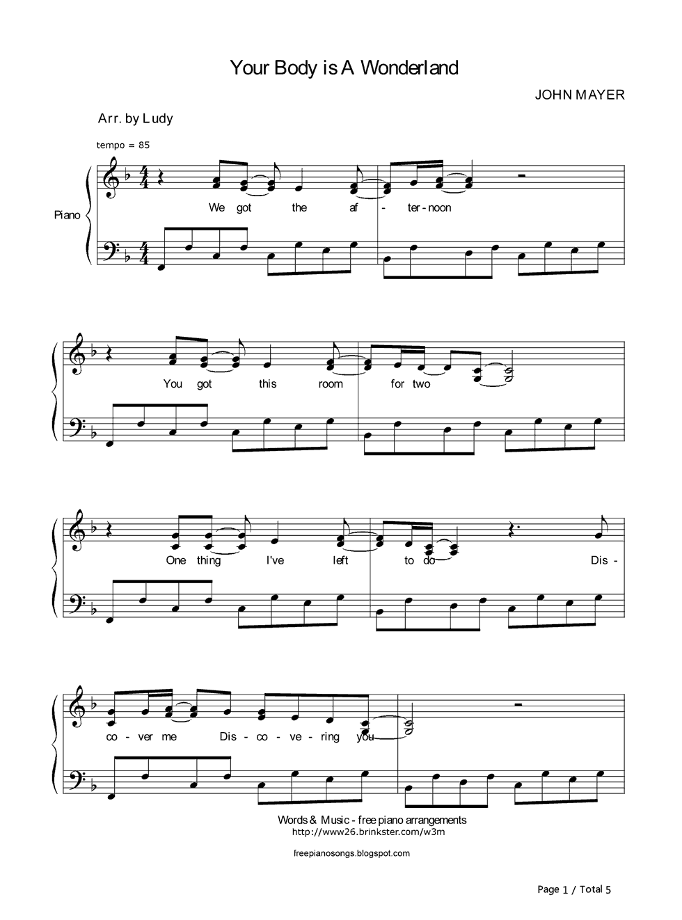 Your Body Is a Wonderland钢琴谱-John Mayer1