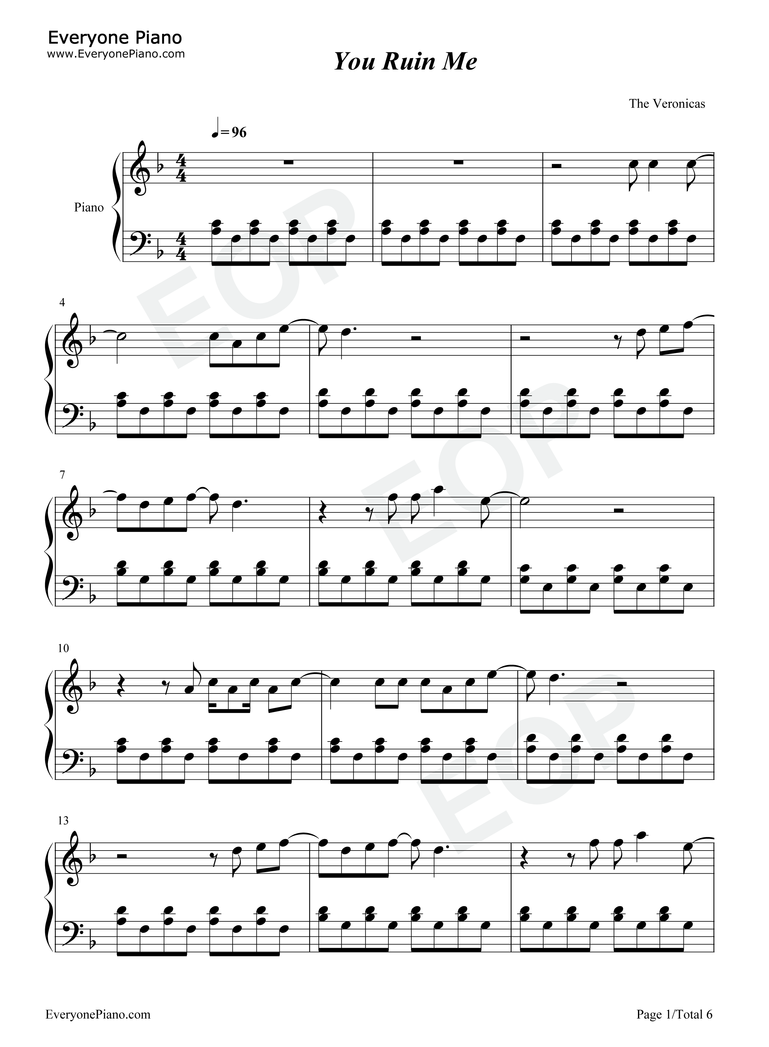 You Ruin Me钢琴谱-The Veronicas1