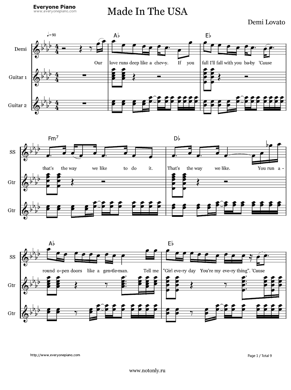 Made in the USA钢琴谱-Demi Lovato1