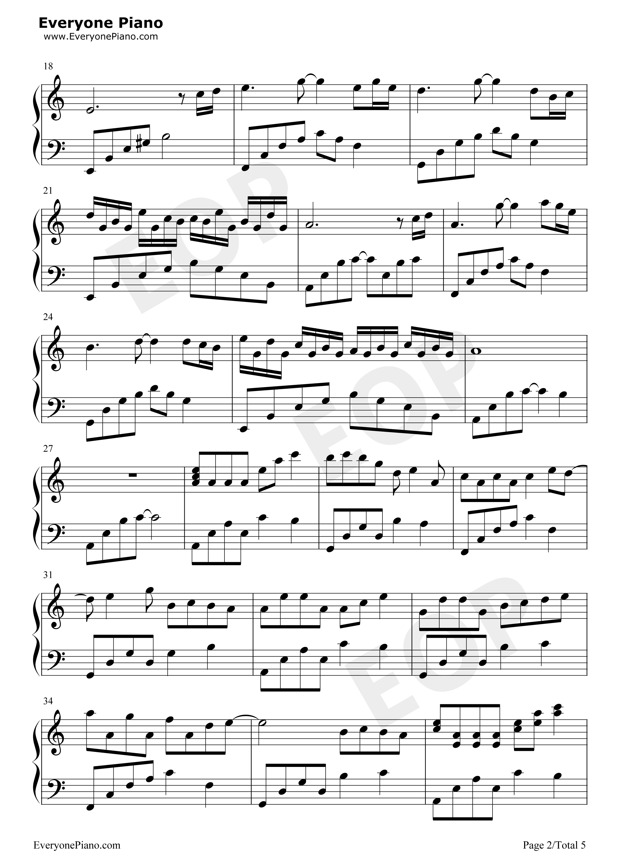 一米阳光钢琴谱-M小冯达2
