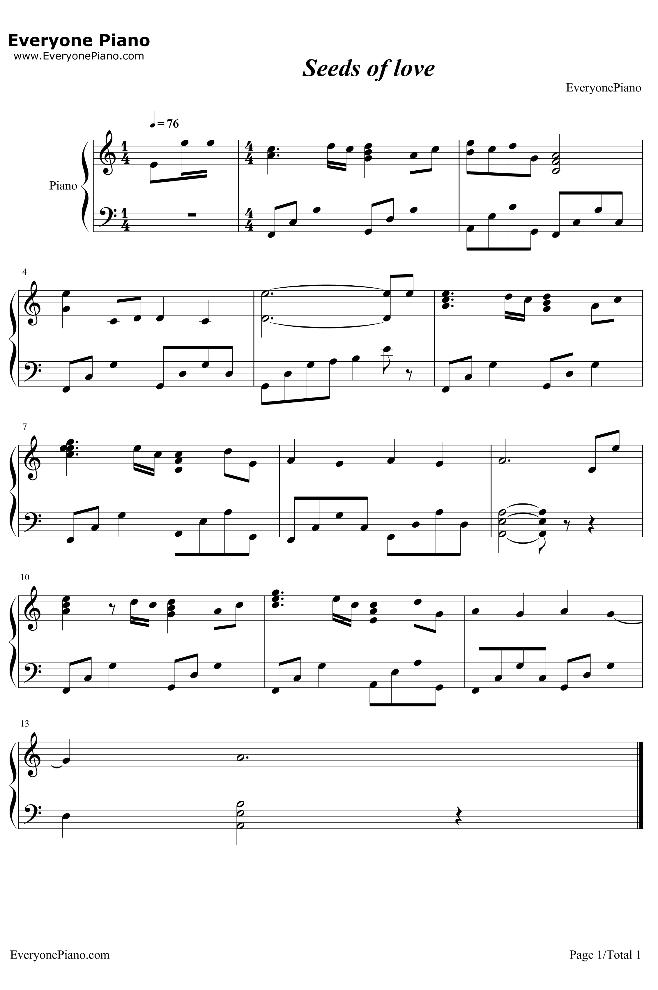 Seeds of Love钢琴谱-上田雅美-鬼泣插曲1