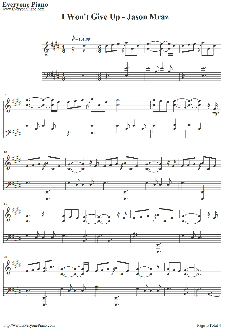 I Won't Give Up钢琴谱-JasonMraz1