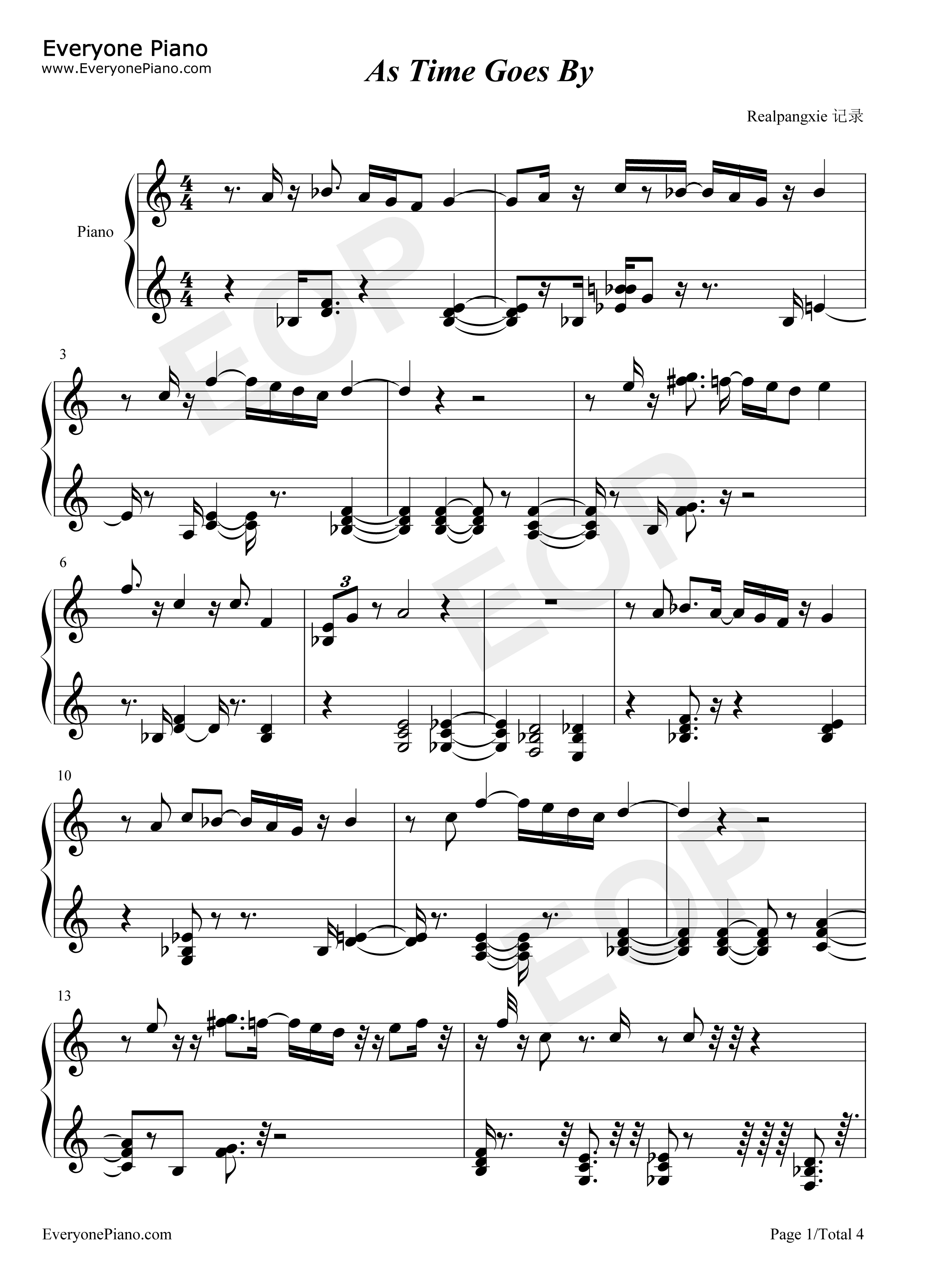As Time Goes By钢琴谱-Herman Hupfeld1