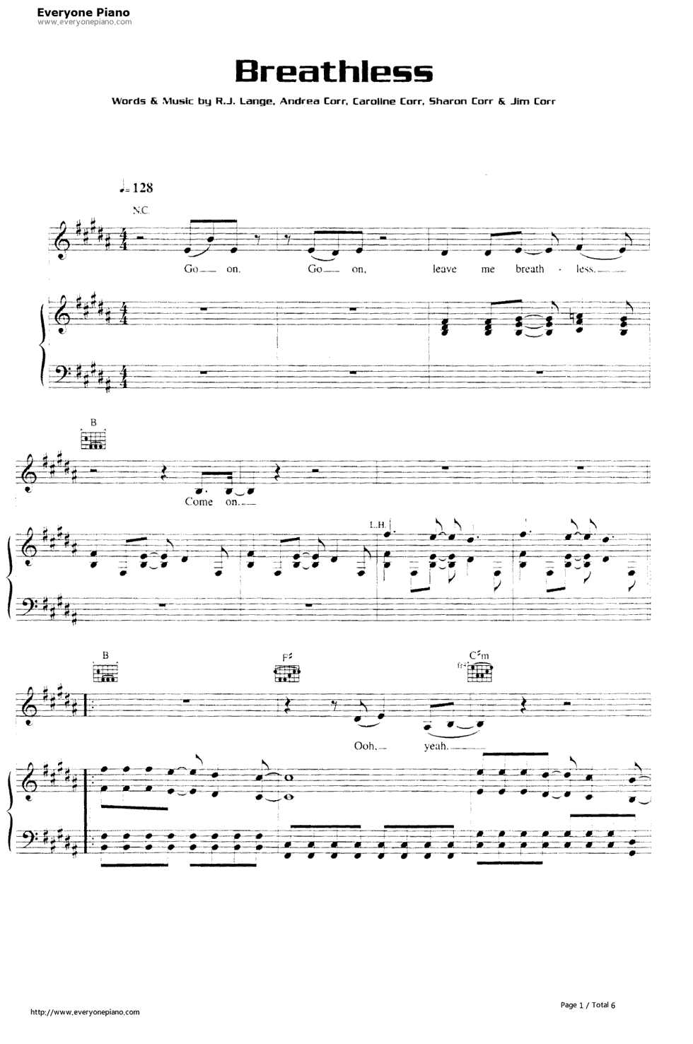 Breathless钢琴谱-The Corrs1