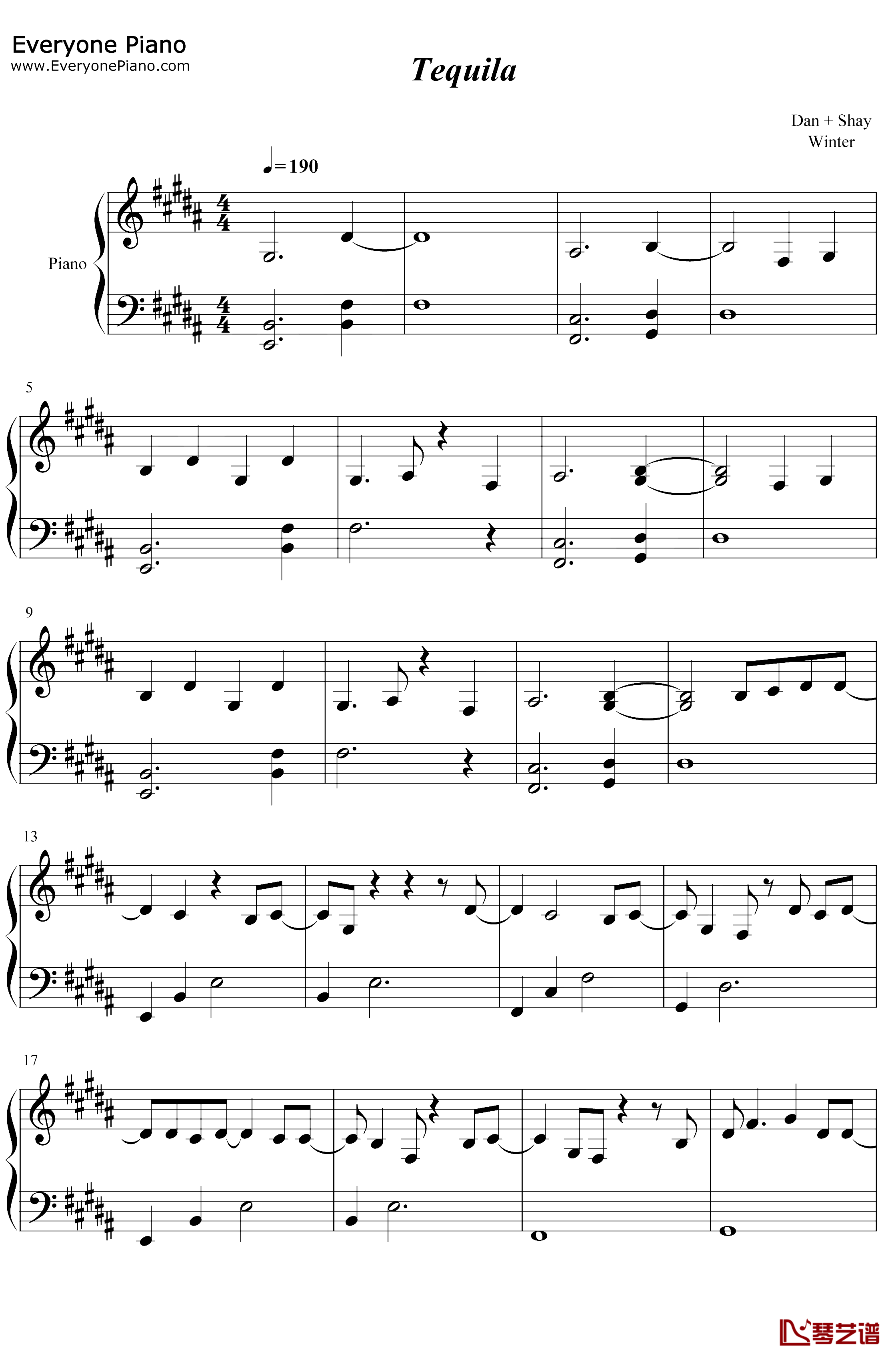 Tequila钢琴谱-Dan+Shay-DanShay1