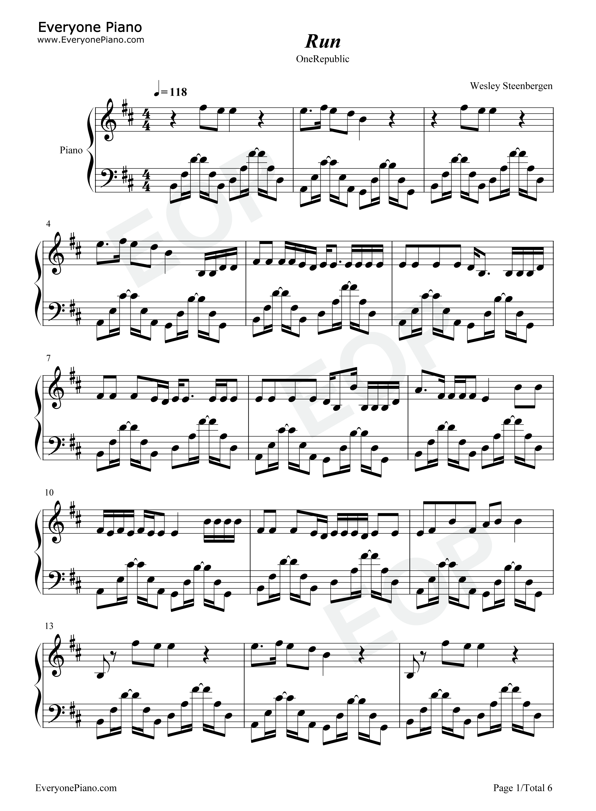Run–OneRepublic钢琴谱-OneRepublic1
